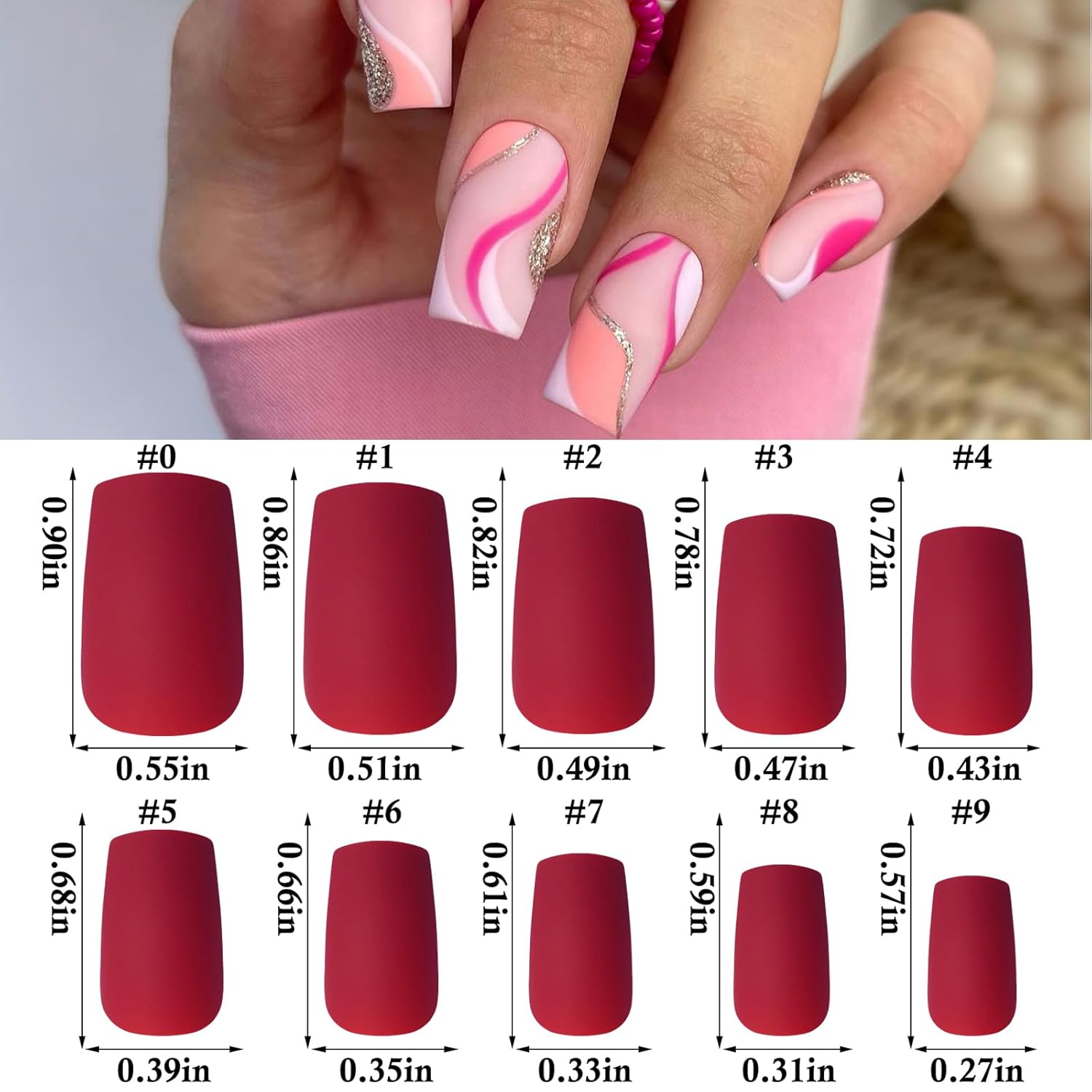 LoveOurHome 360 uñas cuadradas mate a presión, uñas postizas medianas, rectas cuadradas, uñas postizas de colores, uñas postizas acrílicas