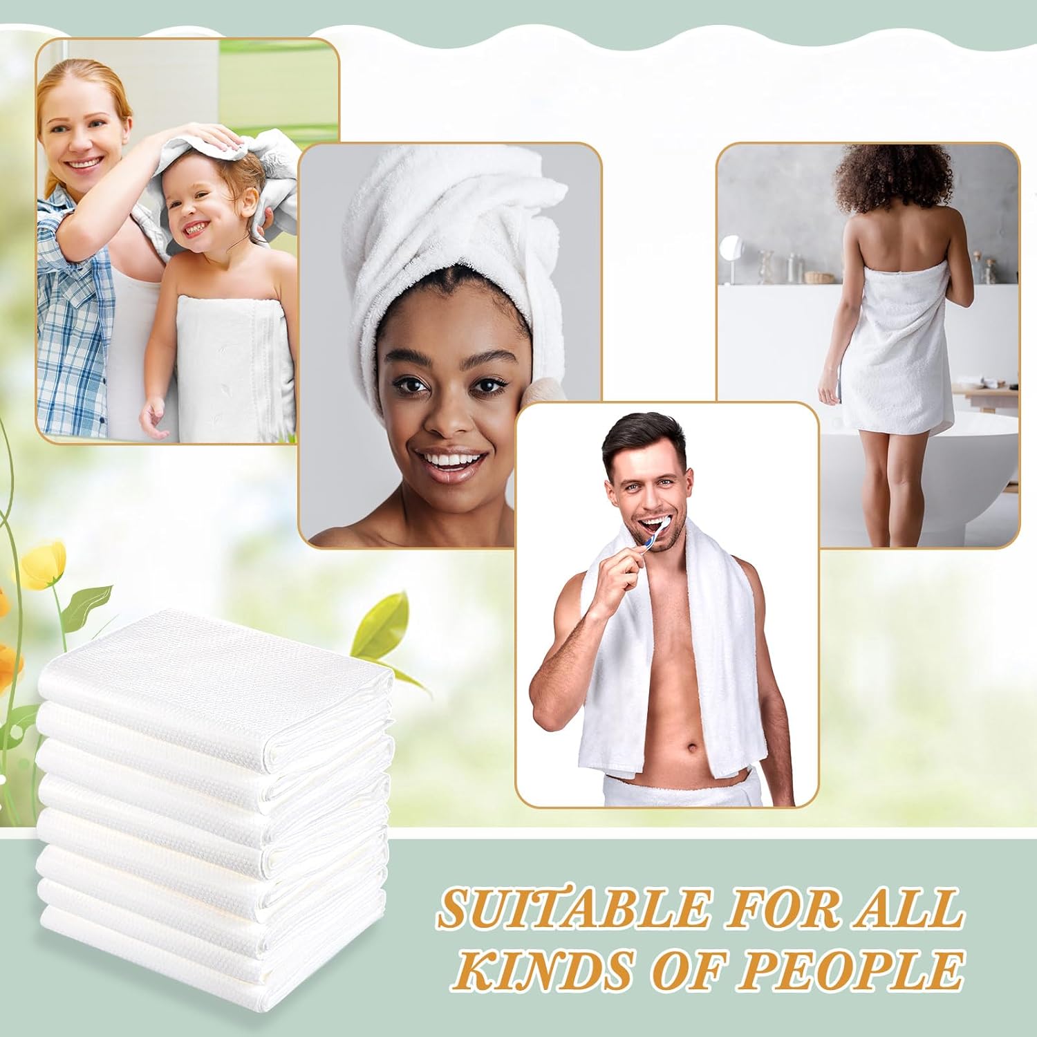 Buryeah 30 toallas de baño desechables de 27.5 x 55 pulgadas, color blanco, toalla de campamento de cuerpo grande, toallas desechables de secado