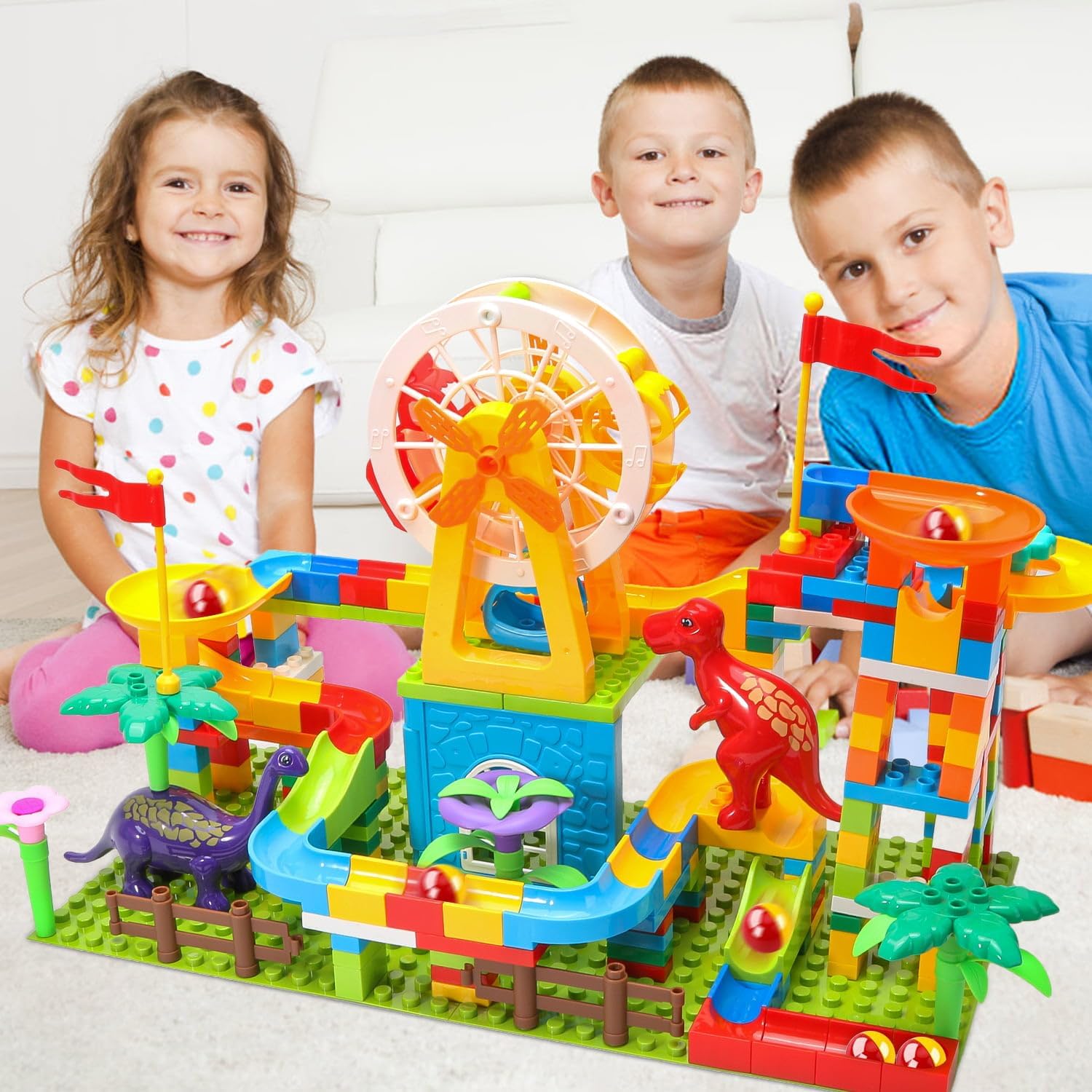 Marble Run Big Building Blocks, 255 piezas, pista de carreras para niños, juguete educativo STEM para niños de 3 a 8 años, juguetes de Navidad para