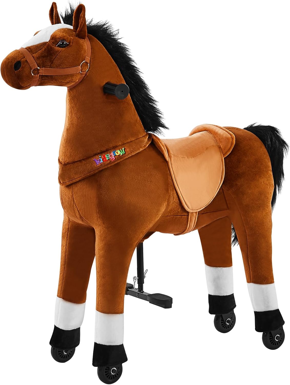 Juguete de caballo para niños que montan a caballo, poni, ciclo, mecánico, acción de caminar, animal de peluche para 4 a 9 años, sin batería ni