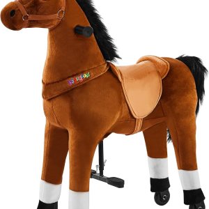 Juguete de caballo para niños que montan a caballo, poni, ciclo, mecánico, acción de caminar, animal de peluche para 4 a 9 años, sin batería ni Juguete de caballo para niños que montan a caballo, poni, ciclo, mecánico, acción de caminar, animal de peluche para 4 a 9 años, sin batería ni