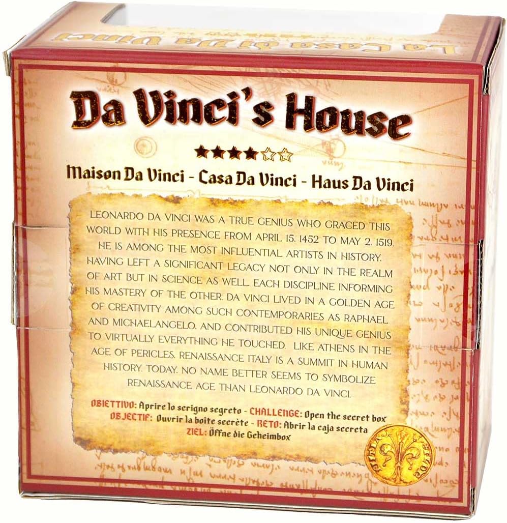 Logica Puzzles Art. Da Vinci House – Brain Teaser in Wood – Caja secreta – Dificultad 46 Extreme – Colección Leonardo da Vinci