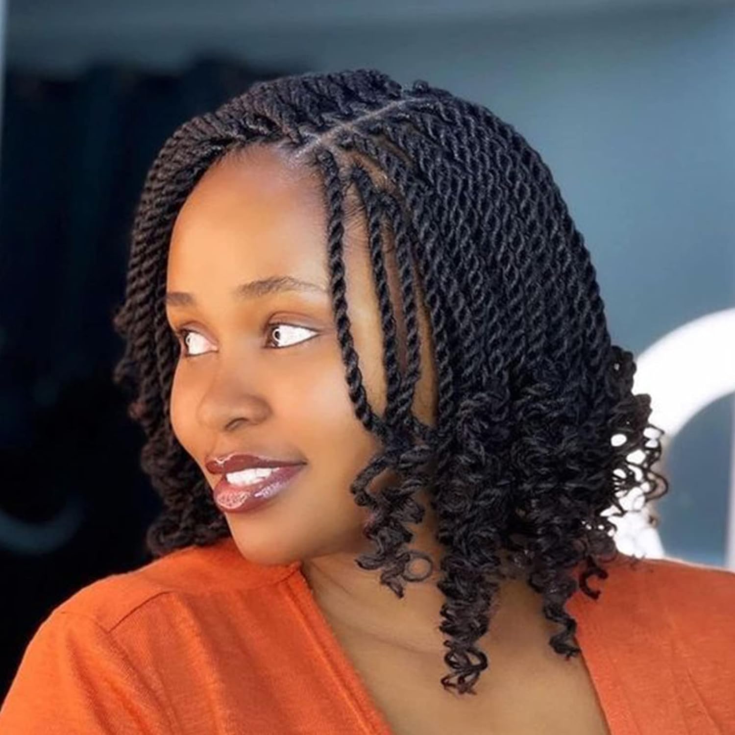 Leeven Paquete de 8 paquetes de cabello ondulado senegalés con extremos rizados, trenzas de ganchillo cortas preenlazadas de 8 pulgadas, trenzas de