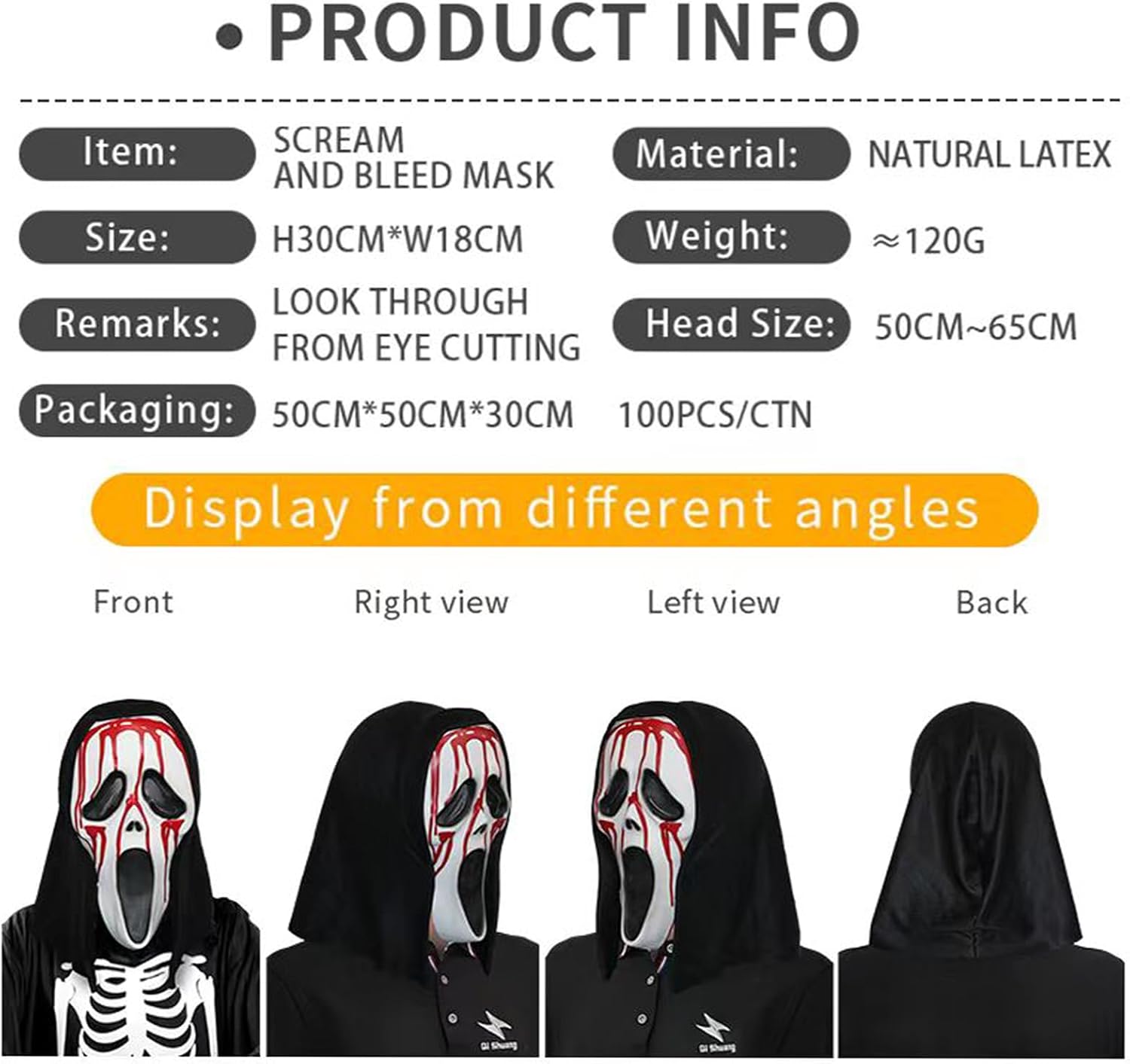 Máscaras de terror de Halloween, máscaras de terror, disfraces de terror, juegos de rol de terror de Halloween, divertidas máscaras de látex de