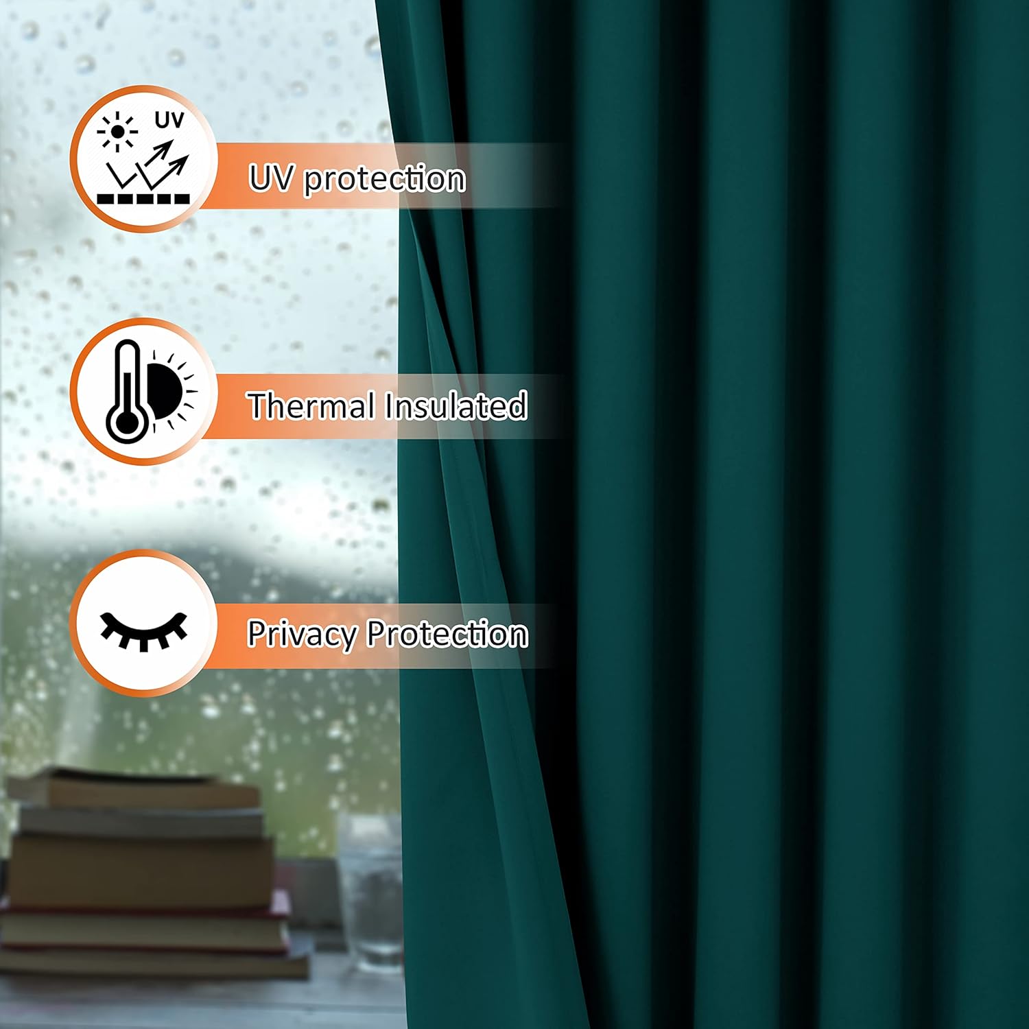 Bonzer – Cortinas opacas con ojales para dormitorio y sala de estar, con aislamiento térmico, reducción de ruido y bloqueo de luz, cortinas