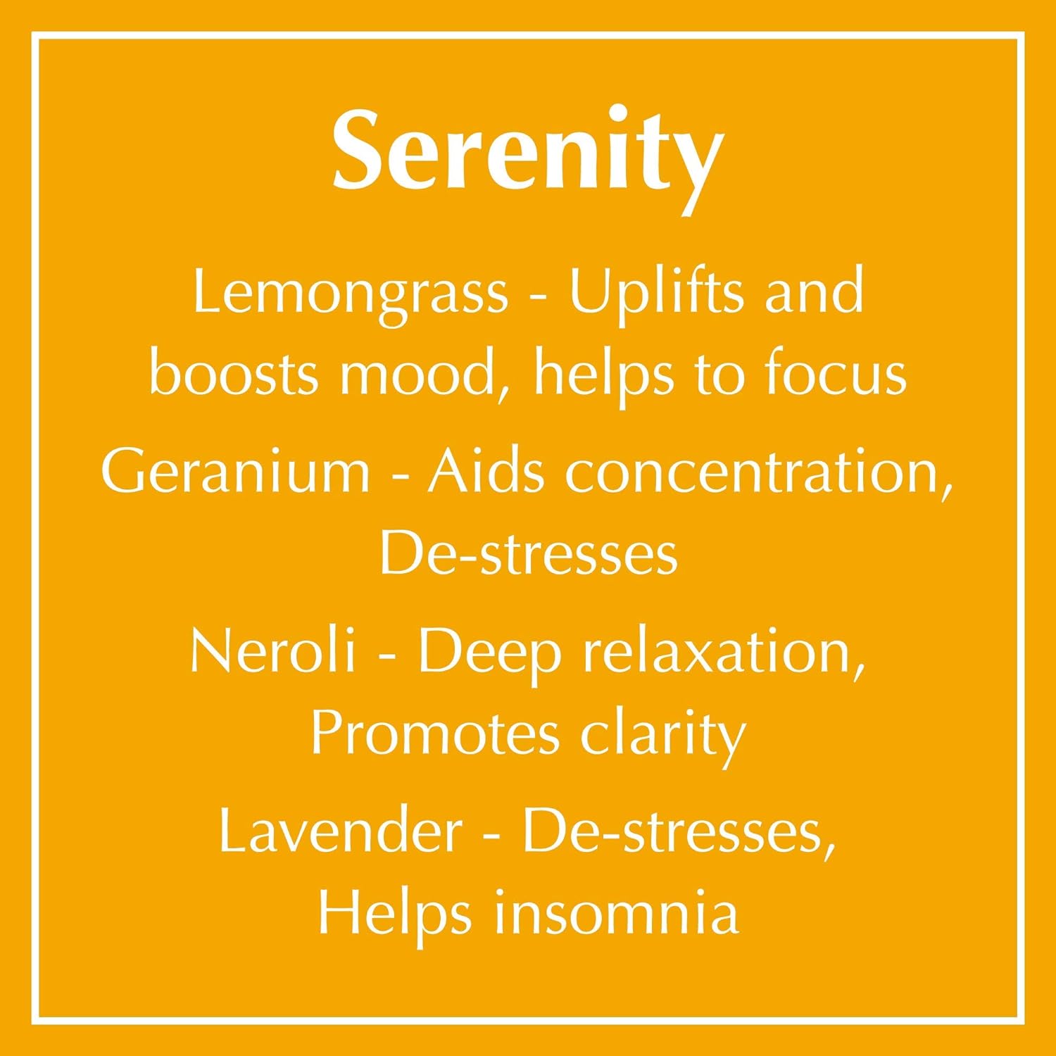 Serenity – Vela de cera de soja  Lemongrass, neroli y aromas dulces de geranio  Elevación, equilibrio y enfoque  Natural, vegano, libre de crueldad