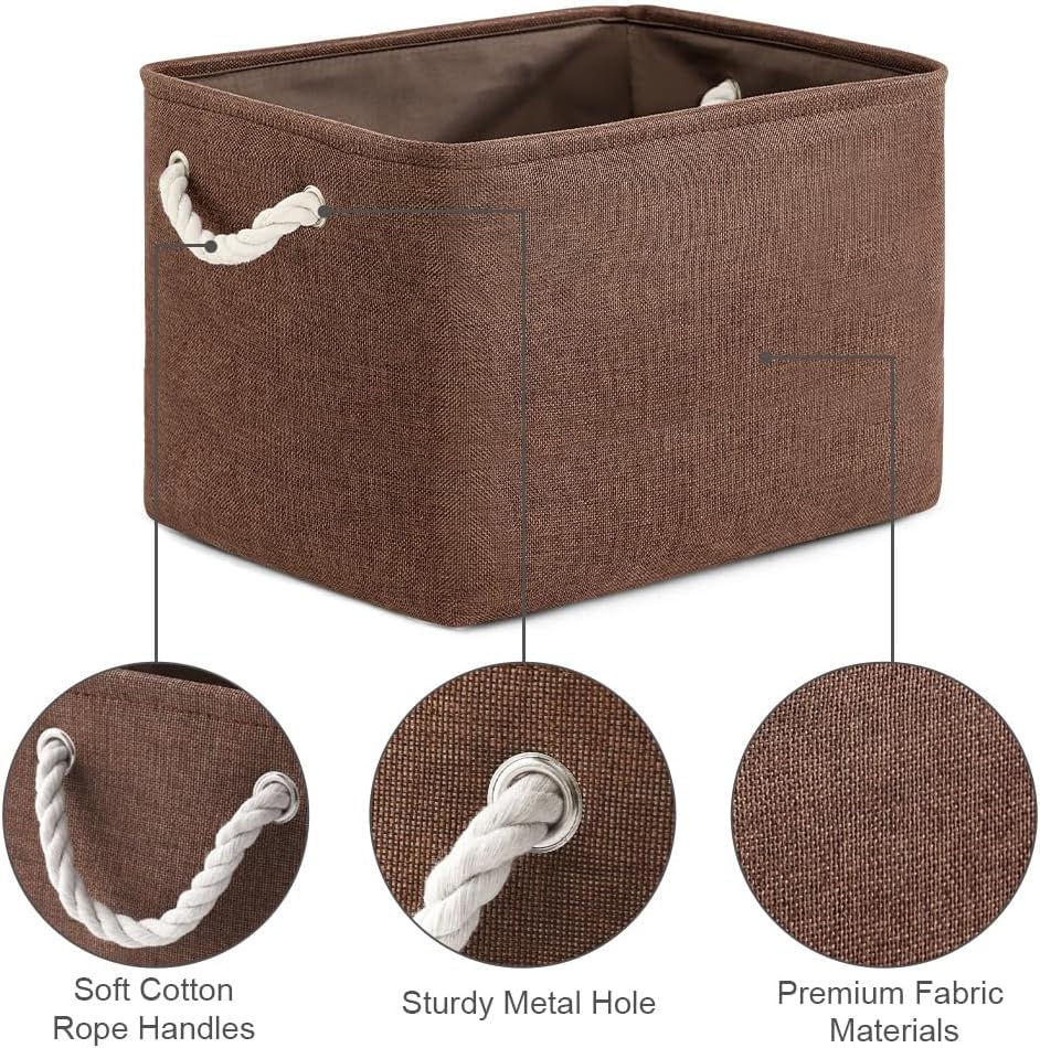 TheWarmHome Cesta de organización y almacenamiento para estantes, paquete de 3 cubos de almacenamiento de tela de 16 x 12 x 12 pulgadas, cubo de