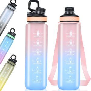 Botella de agua de 34 onzas, botella de bebida motivacional con marcador de tiempo, botella de bebida a prueba de fugas, sin BPA, no tóxica para Botella de agua de 34 onzas, botella de bebida motivacional con marcador de tiempo, botella de bebida a prueba de fugas, sin BPA, no tóxica para