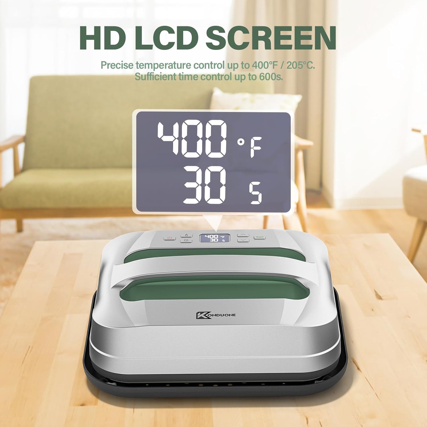 Máquina de prensa de calor de 12 x 10 pulgadas, transferencia de calor de fácil prensa para camisetas y proyectos de vinilo HTV, plateado y verde