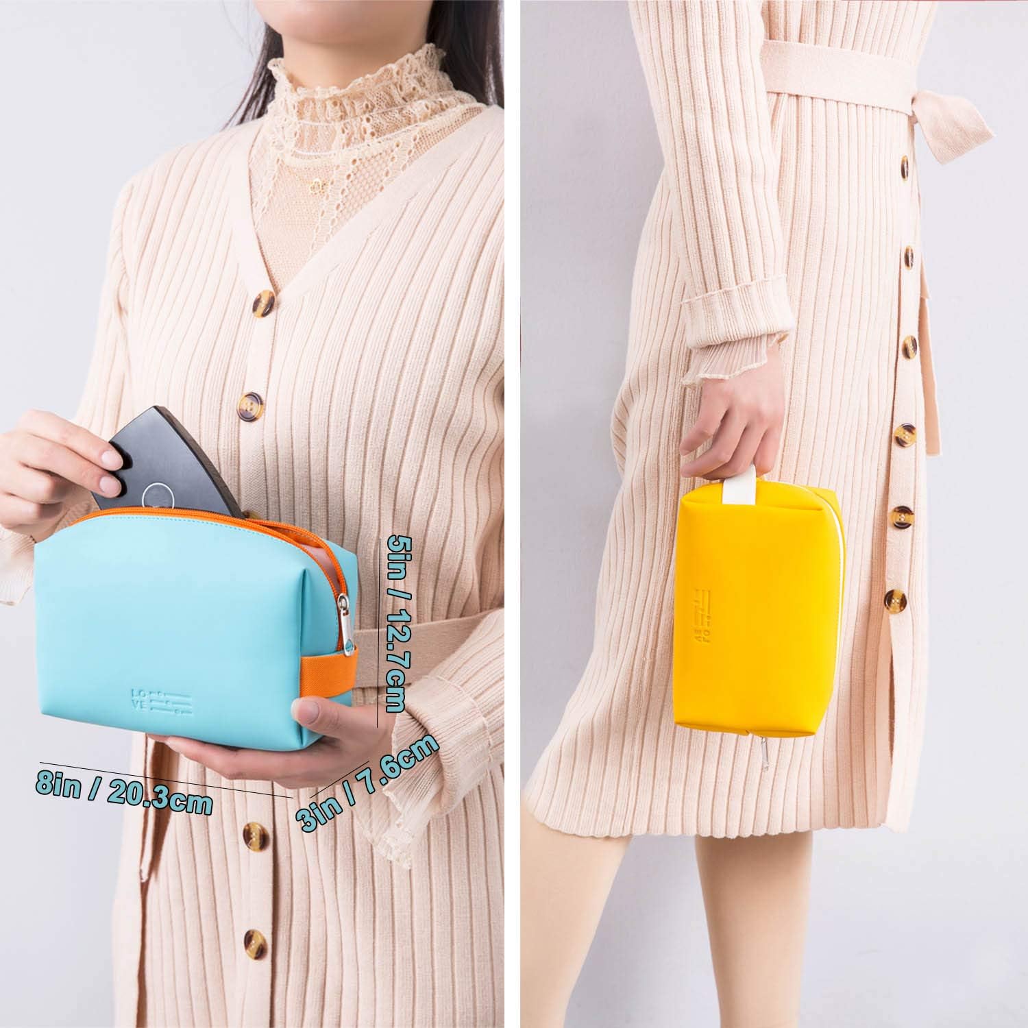 Bolsa de maquillaje compacta, bolsa de almacenamiento portátil, bolsa de cosméticos lavable, pequeños artículos de tocador de viaje para mujeres,