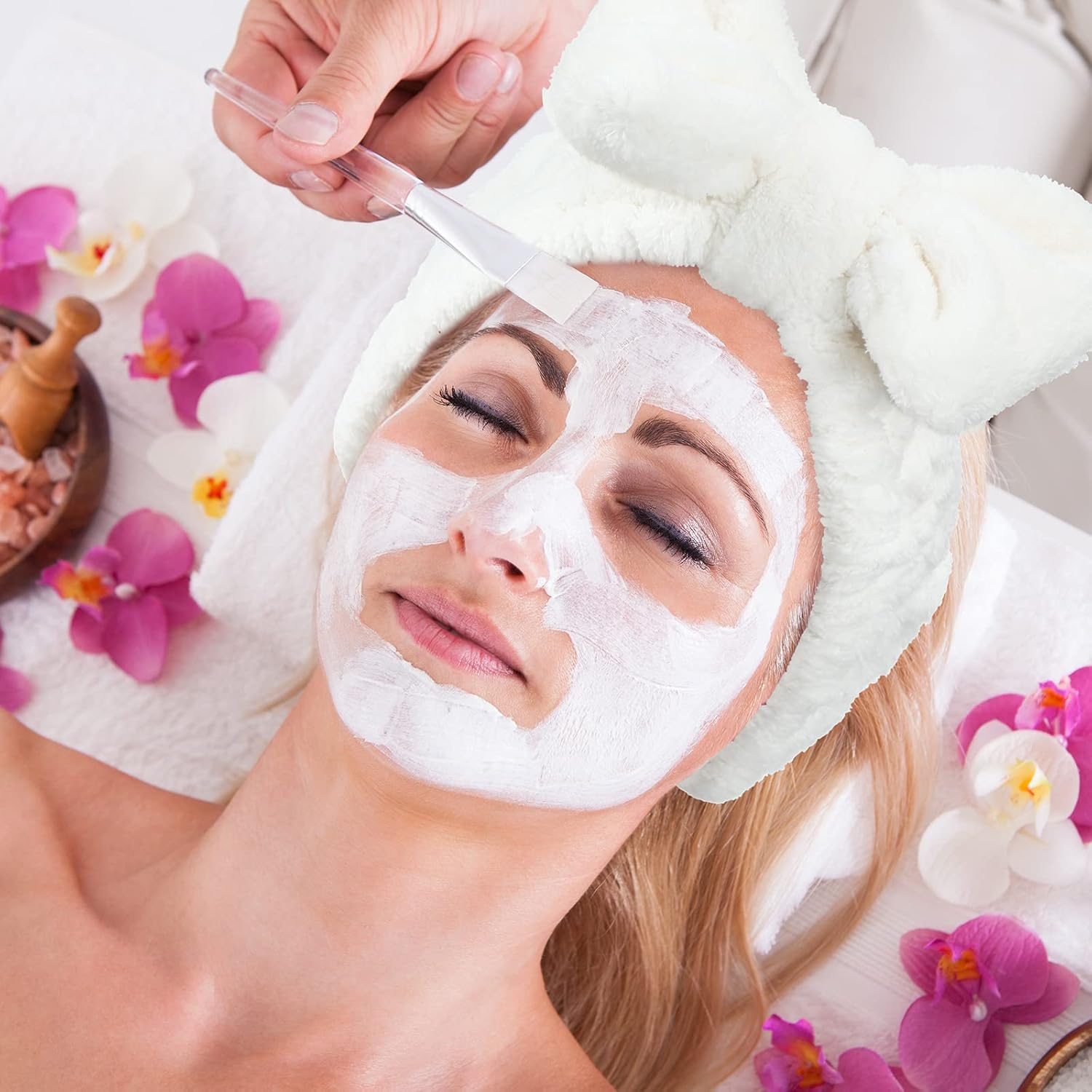 Chuangdi 4 diademas de microfibra para spa y muñequeras para lavar la cara, puños de toalla, diademas para el cabello, puños para lavado de cara