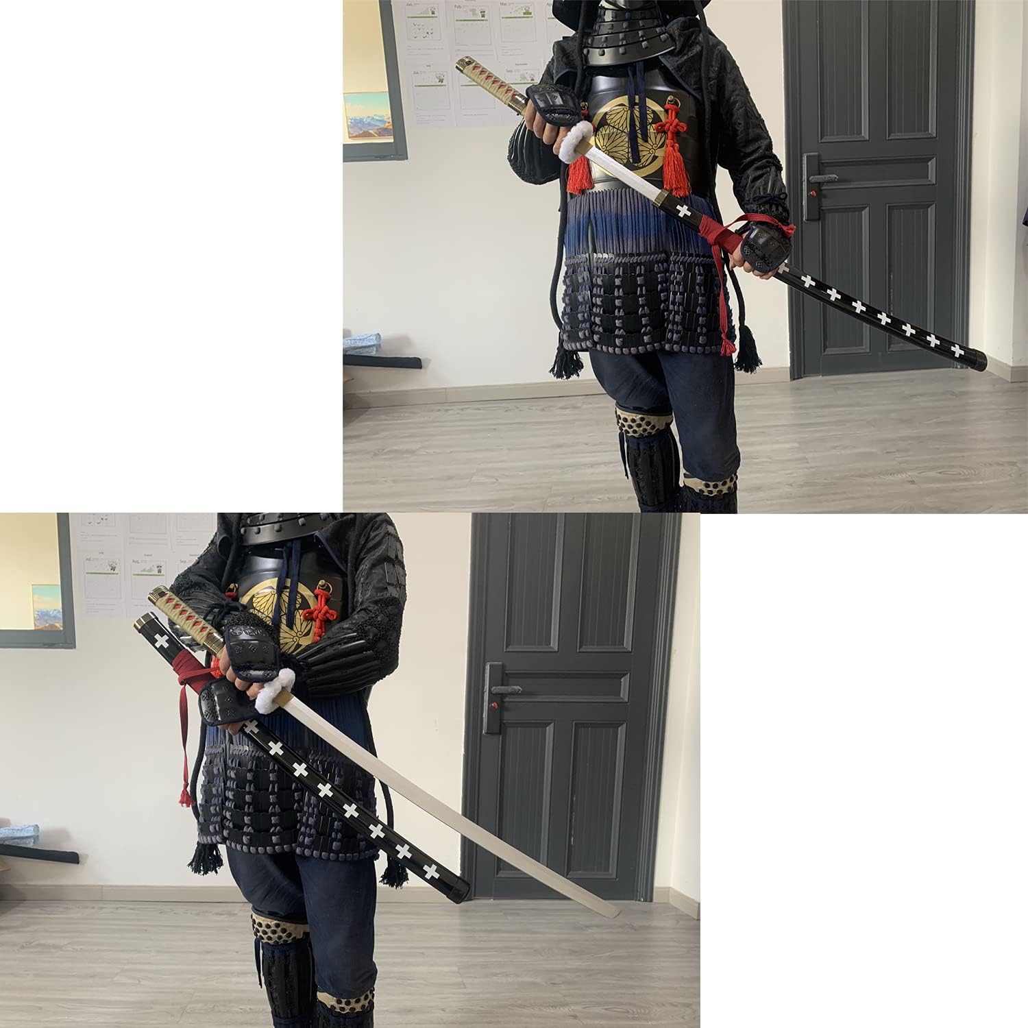 Espada Kikoku Trafalgar D Water Law Cosplay de 40 pulgadas, para exhibición, colección, rendimiento, versión roja