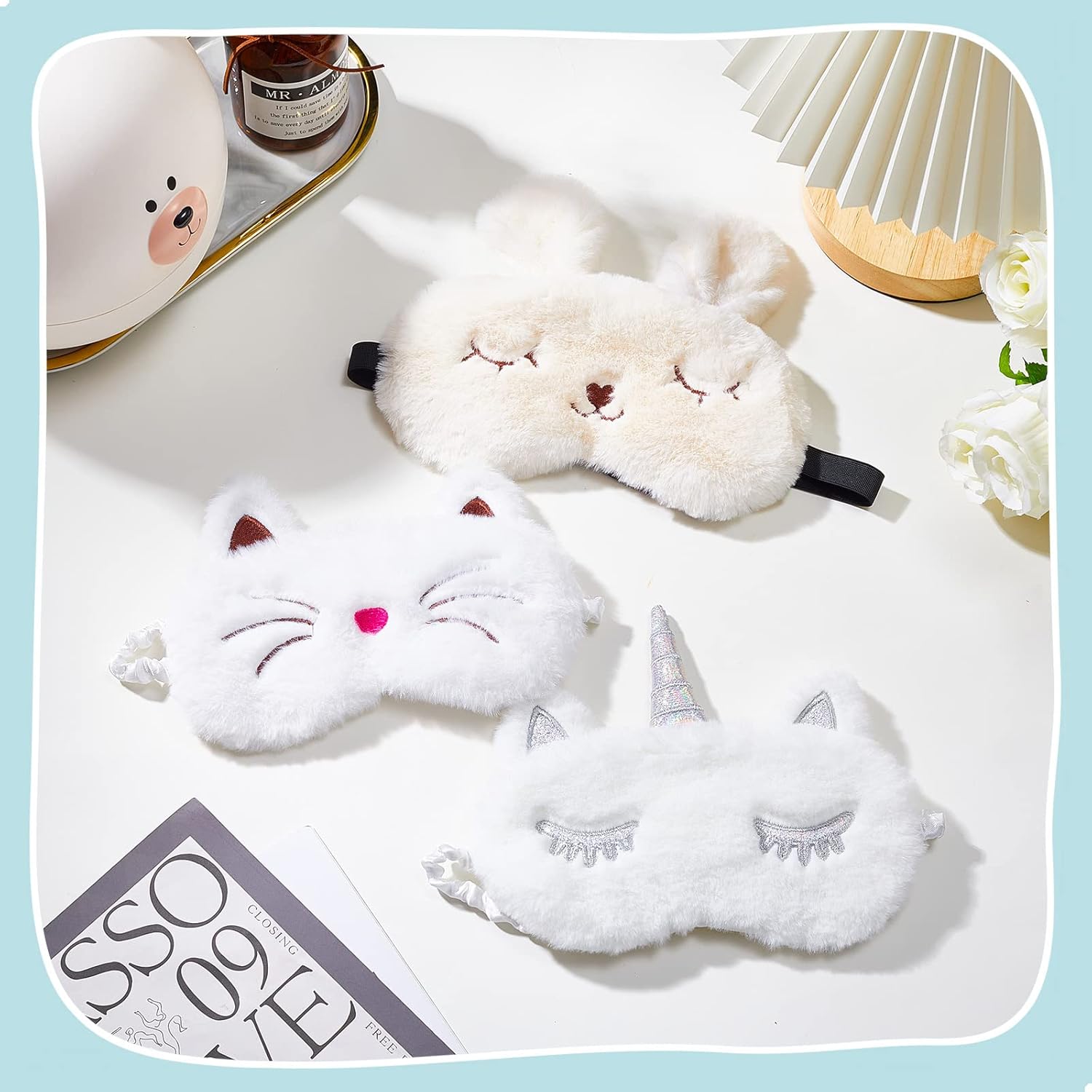 Antifaz de sueño para niños, niñas, cubierta de ojos para dormir, 3 piezas suave con los ojos vendados para dormir, sombra de ojos para niños