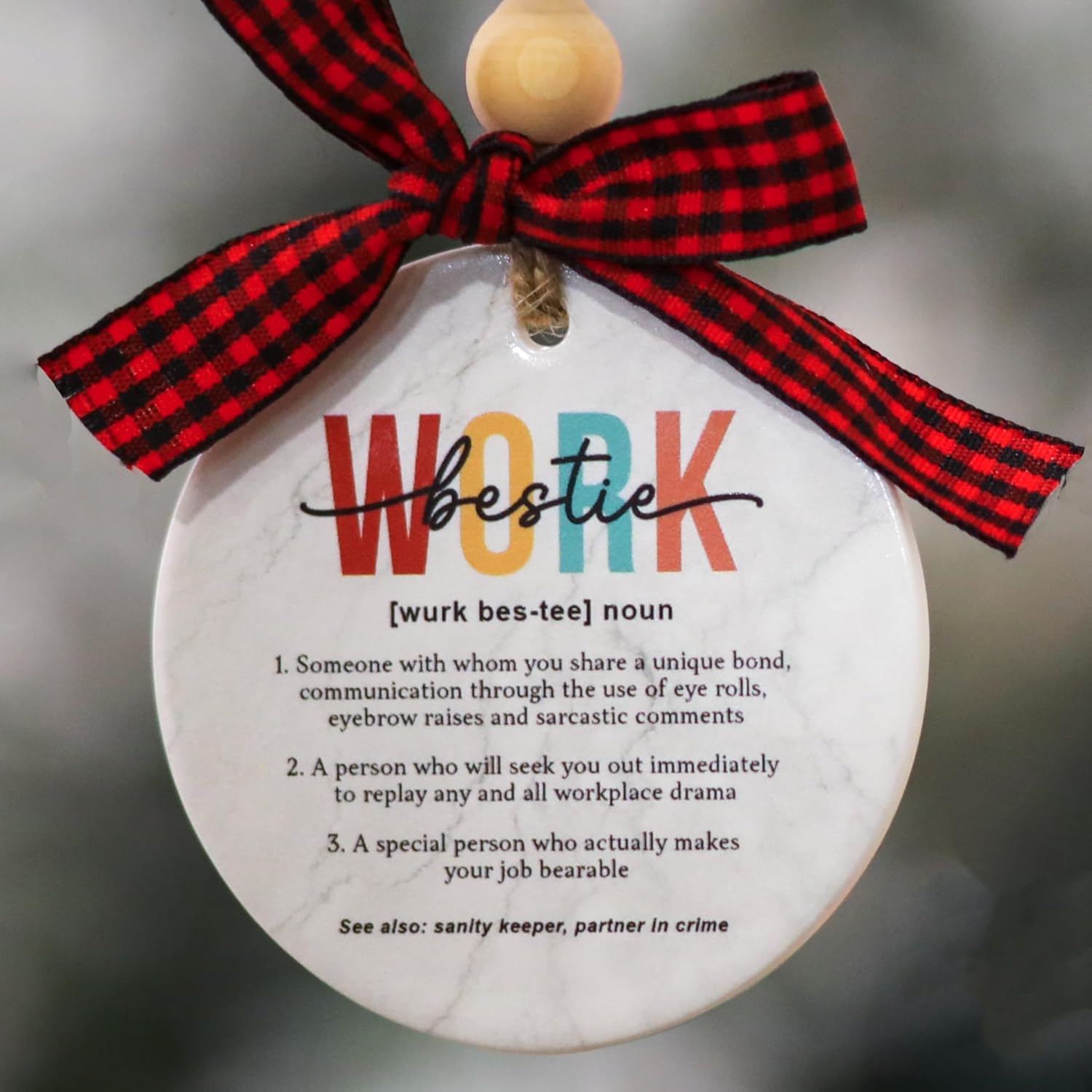 Work Bestie Definition – Adornos de cerámica, divertido árbol de Navidad 2023, mejor amigo, compañero de trabajo, regalo de cumpleaños, amistad,