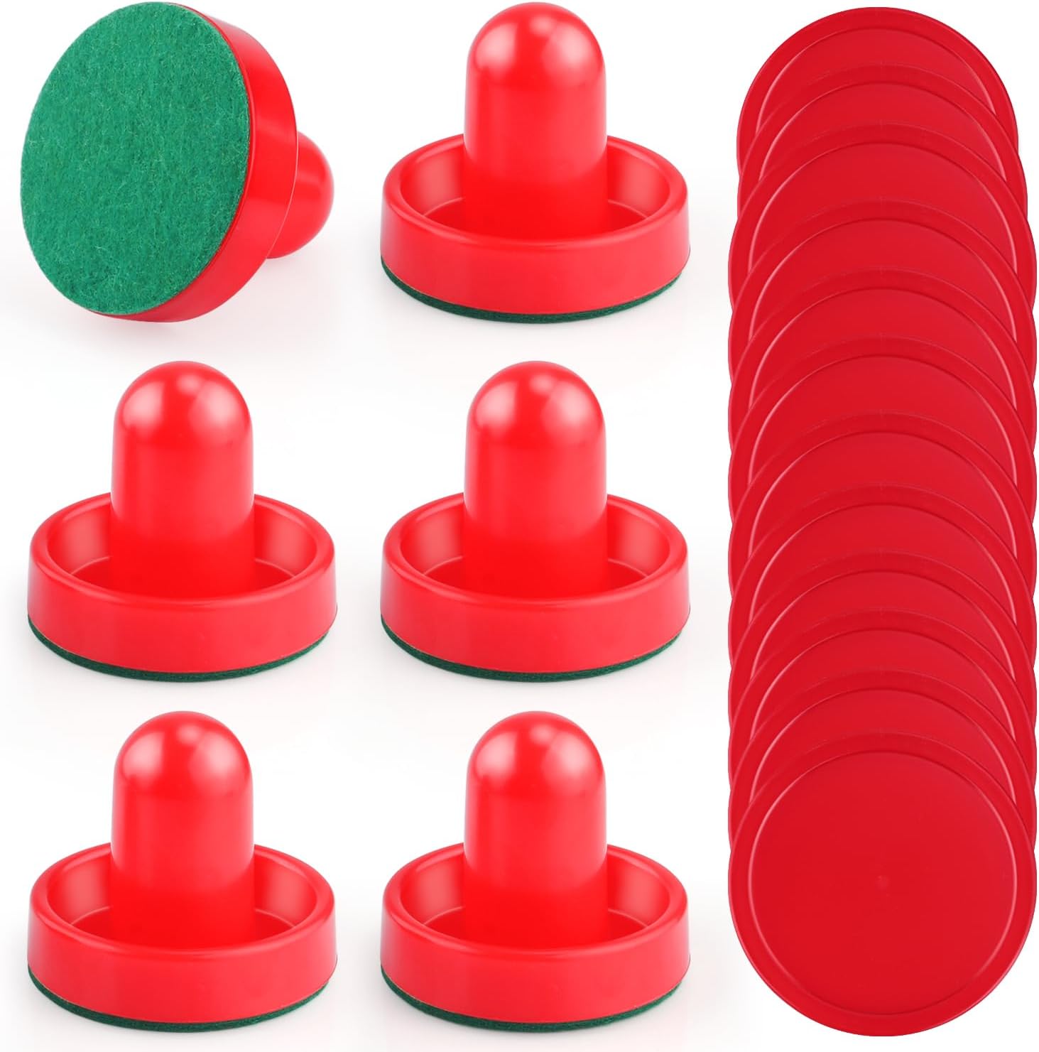 3 juegos de mini discos y paletas de hockey de aire de 2.362 in, empujadores de hockey de aire, paletas, paletas, accesorios de repuesto rojos para