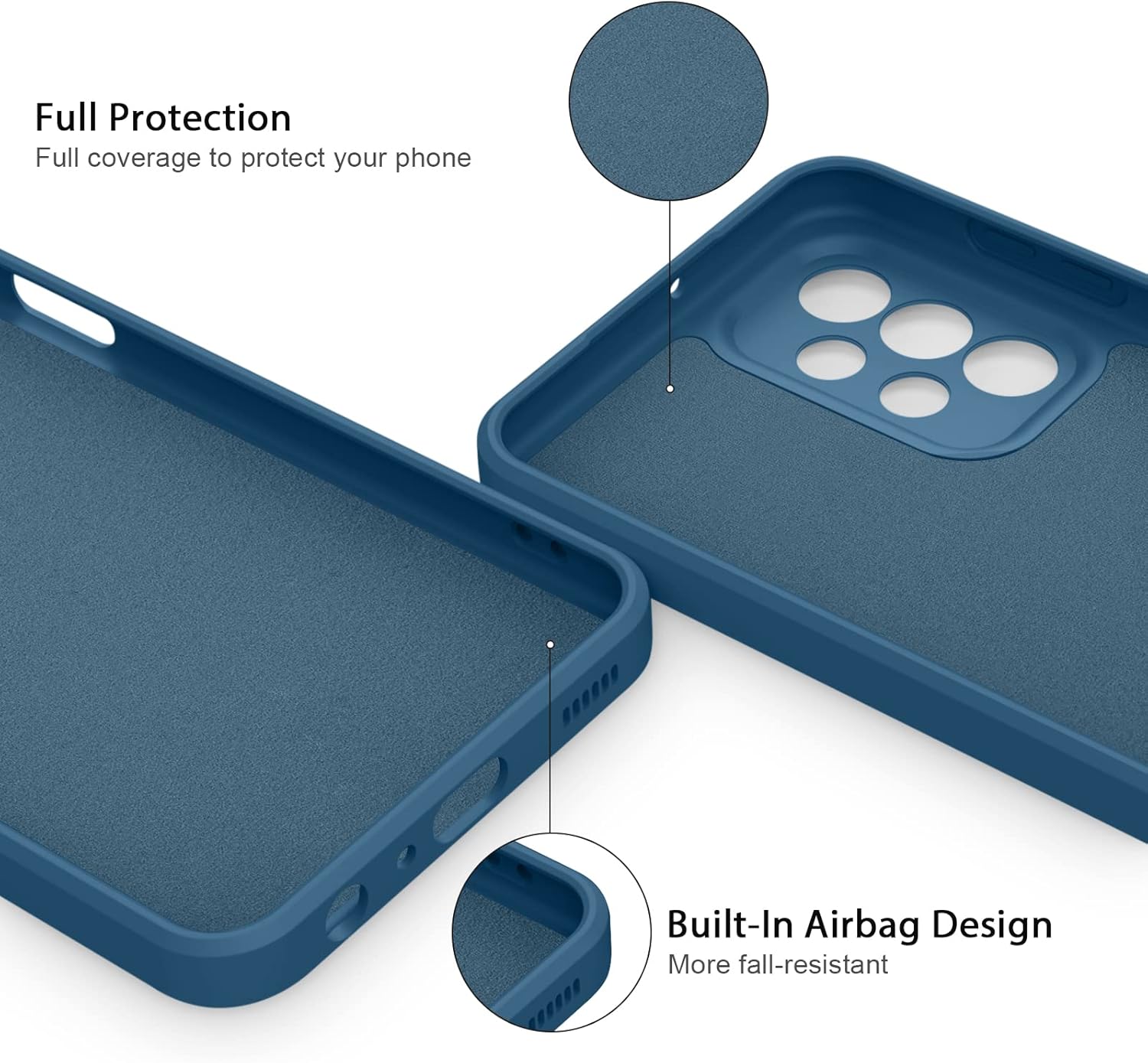 AK Samsung Galaxy A23 4G 5G, funda protectora delgada de silicona líquida (azul marino)