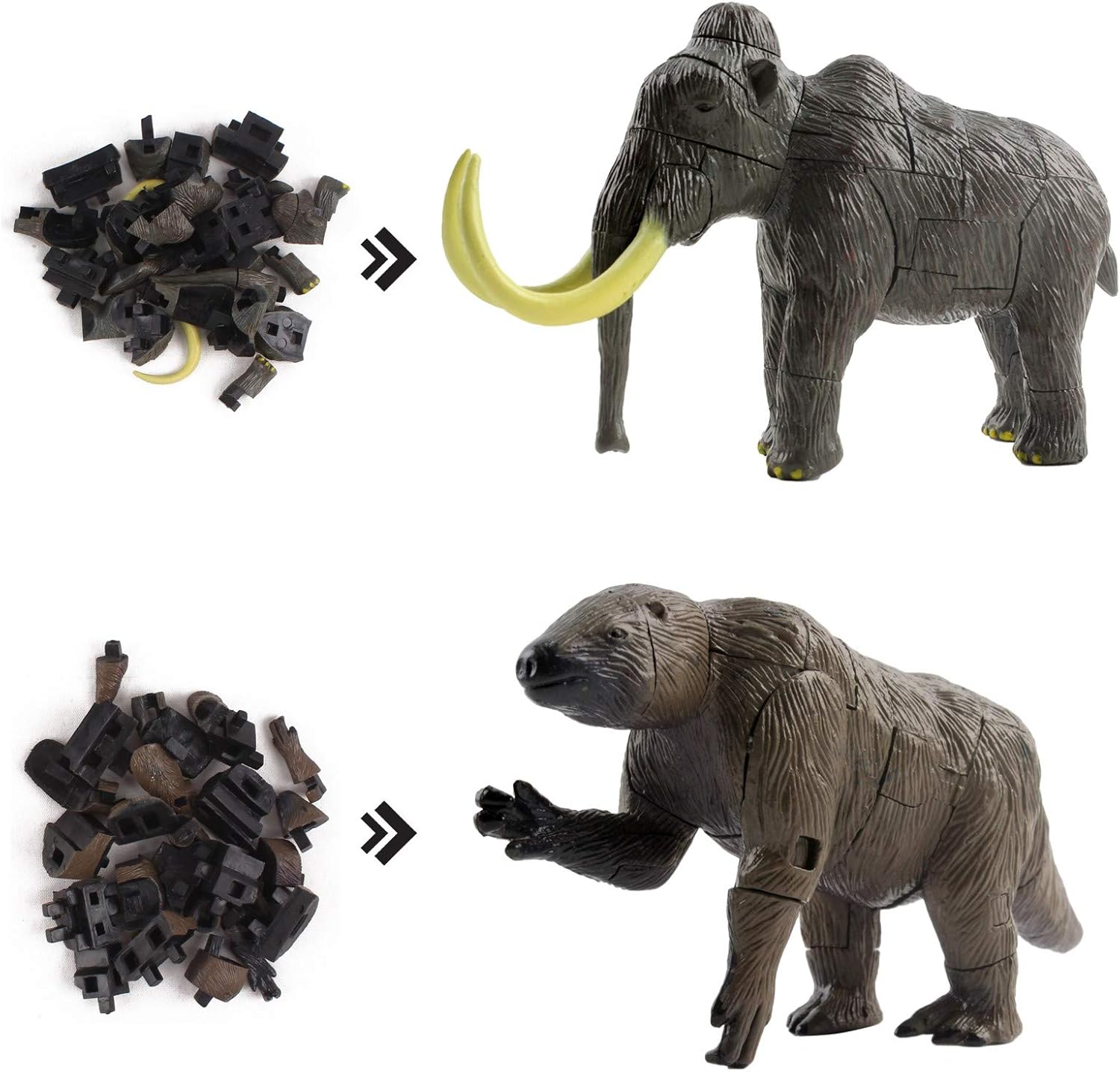 Juego prehistórico con 4 animales de la edad de hielo en cubos de glaciar, rompecabezas 3D para niños, arqueología, desarmable, descubrir, descubrir