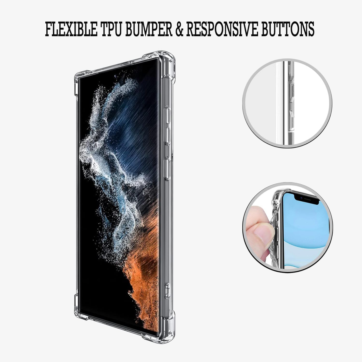 Funda de Bulldog Francés para S23 Ultra, PC duro + TPU Bumper Funda protectora transparente compatible con Samsung Galaxy S23 Ultra (no para S23S23