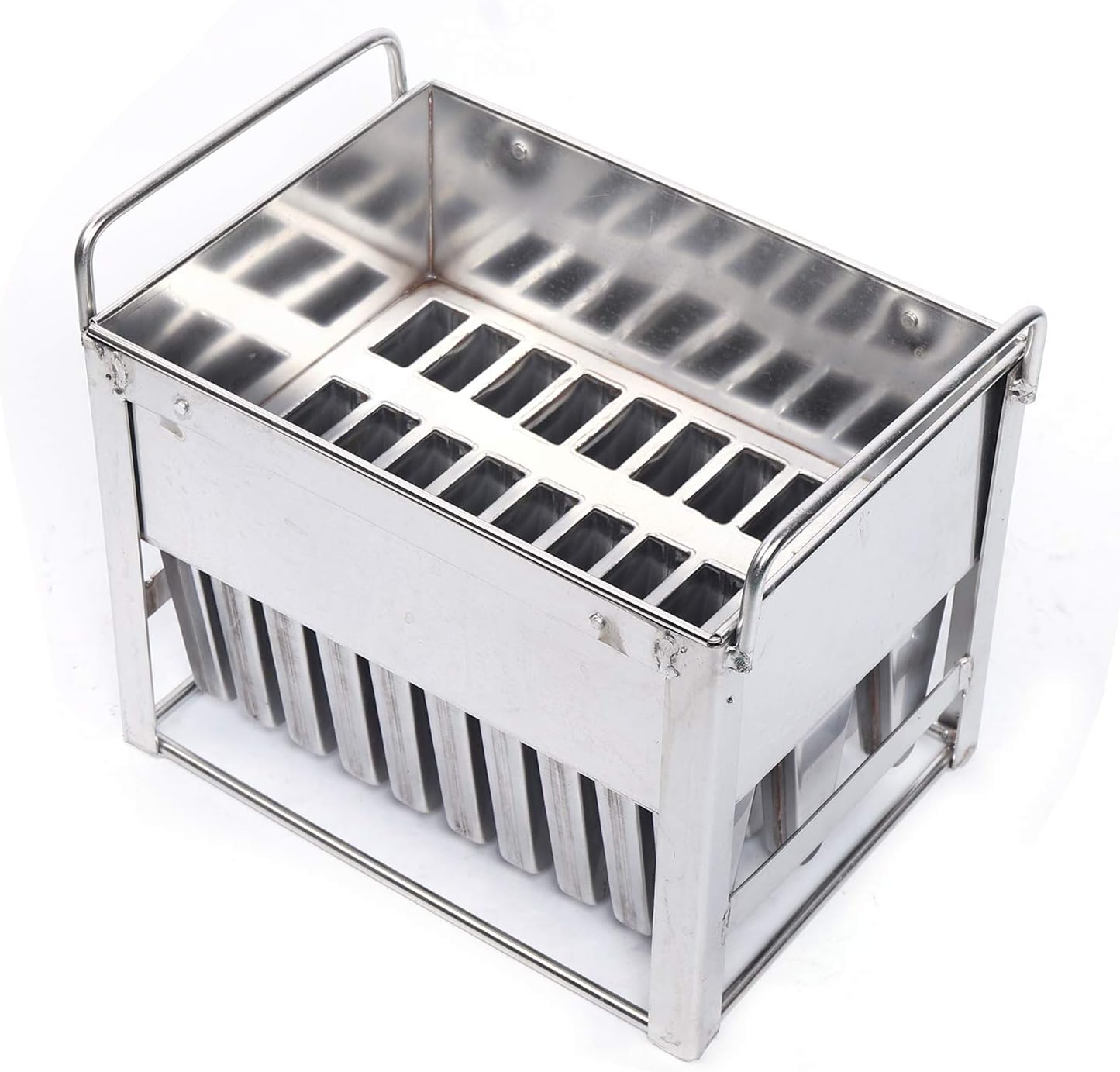 PIOJNYEN Moldes de paletas de acero inoxidable, 30 moldes para paletas de hielo, hechos a mano, con soporte para palillos, para hacer paletas de