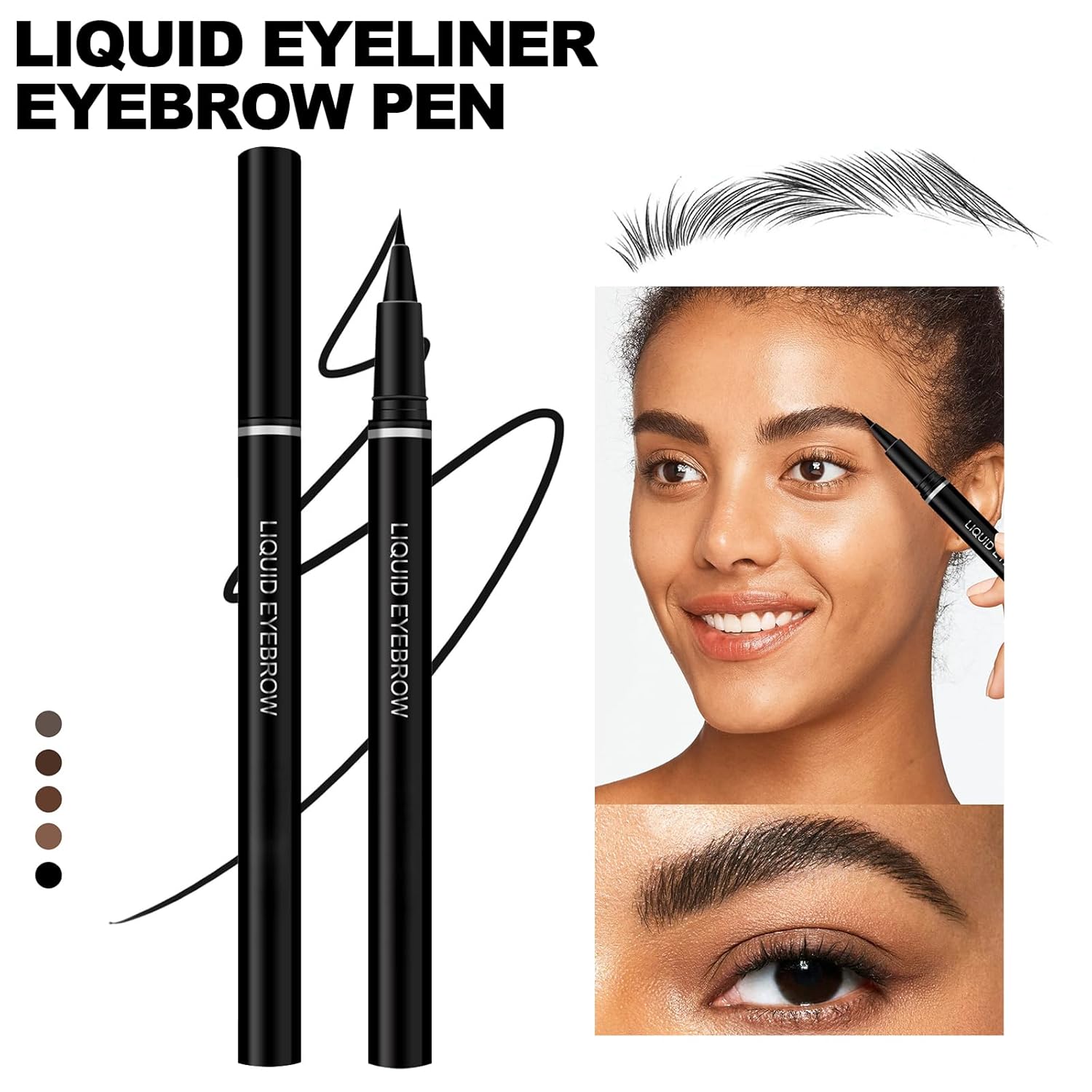 2 unids Ultrafino Impermeable Delineador de ojos Líquido Lápiz de Cejas Larga Duración a prueba de manchas de secado rápido Delineador de ojos 2 en