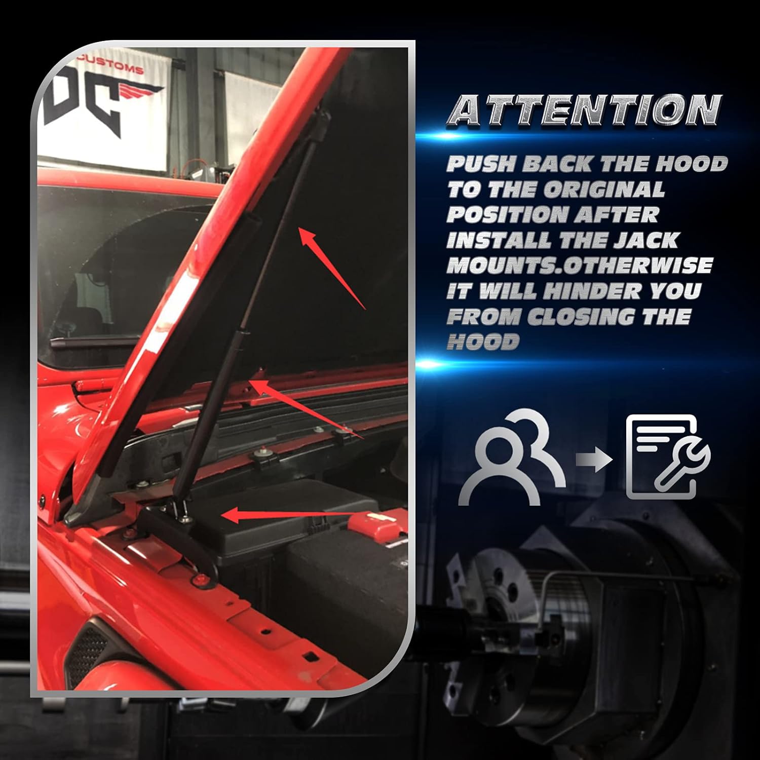 KSP Jack Mount Hood Bisagra Puerta Bisagra Soporte antirrobo para Je-ep 2007-2018 JK,2018+JL Offroad Negro
