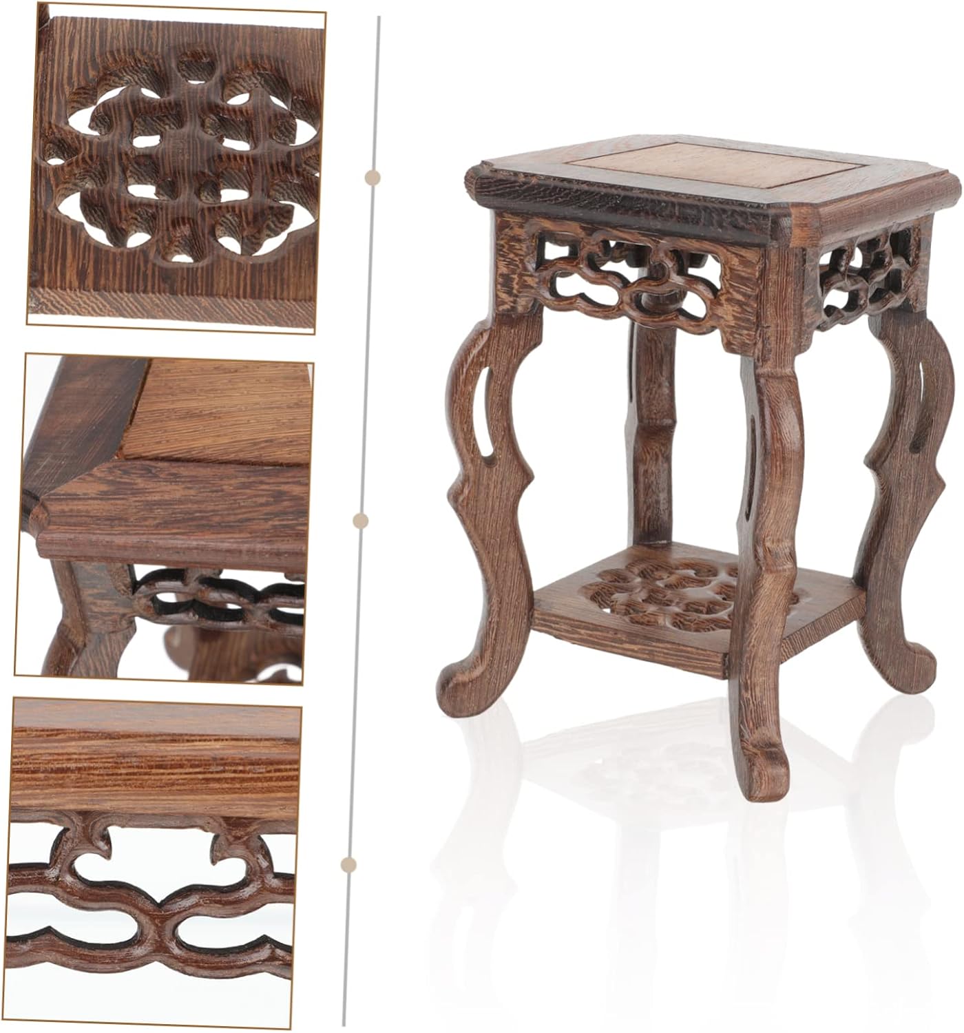 DOITOOL Base de maceta con base de wengué, soporte de madera para plantas, estante para plantas, taburete de madera para interiores, soporte para