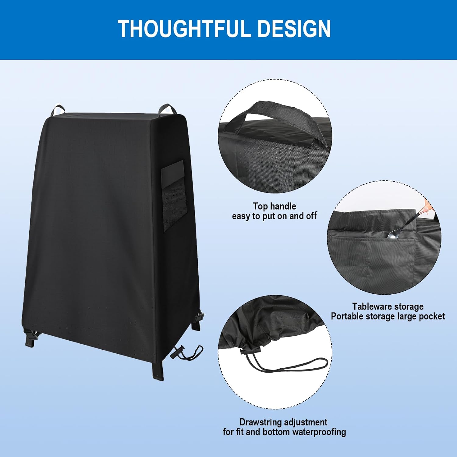 YZNKLXF Funda para horno de pizza Ninja OO101 Woodfire Series para soporte al aire libre, con bolsillos y asa, negro, accesorios para horno de pizza