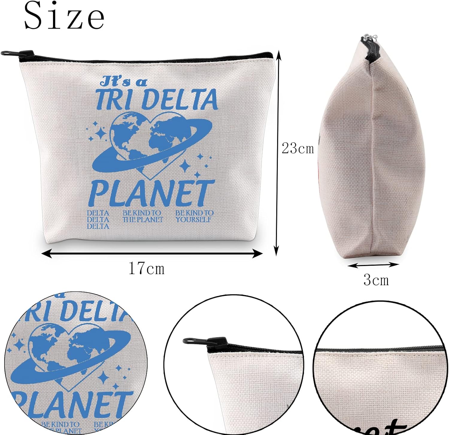 POFULL Delta Sorority Gift 1888 Bolsa de cosméticos de hermandad de mujeres para mujeres Grecia Sorority Parafernalia Regalo