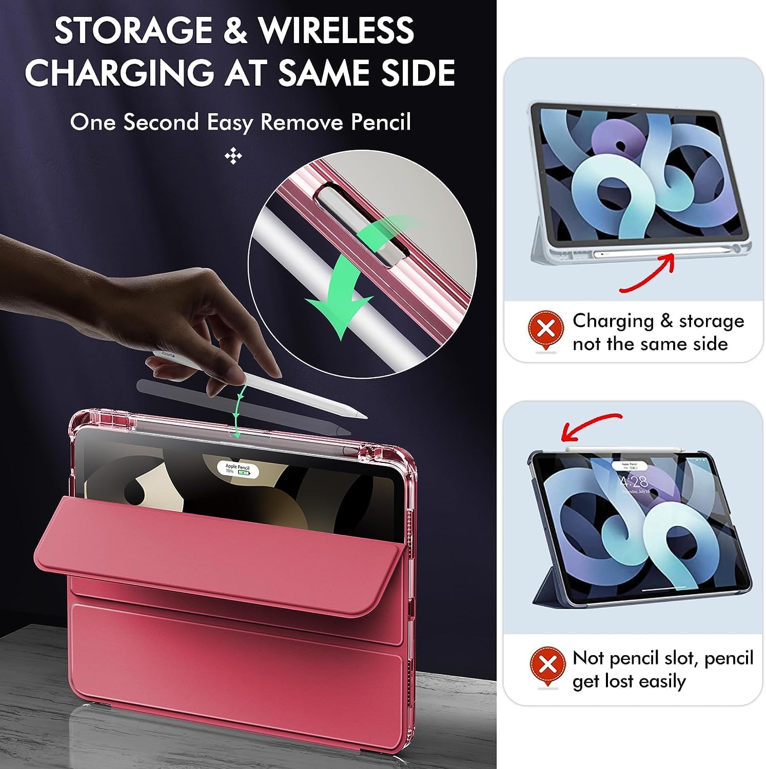 INFILAND Funda para iPad Mini 6 (8.3 pulgadas, 2021), parte trasera ultra transparente y funda de piel sintética. Protección contra caídas de 6 pies