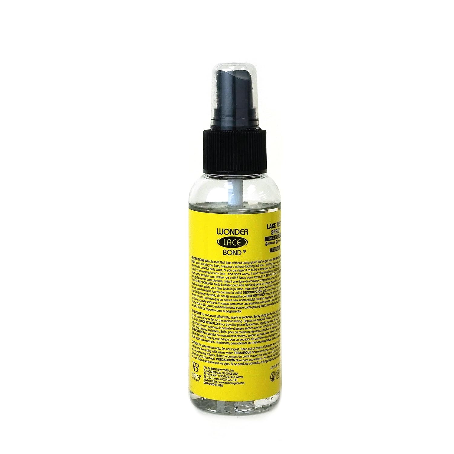 EBIN NEW YORK Wonder Lace Bond – Espray para fundir encaje, 3.39 onzas, fijación Extra Mega Hold (original), fórmula de larga duración con bordes
