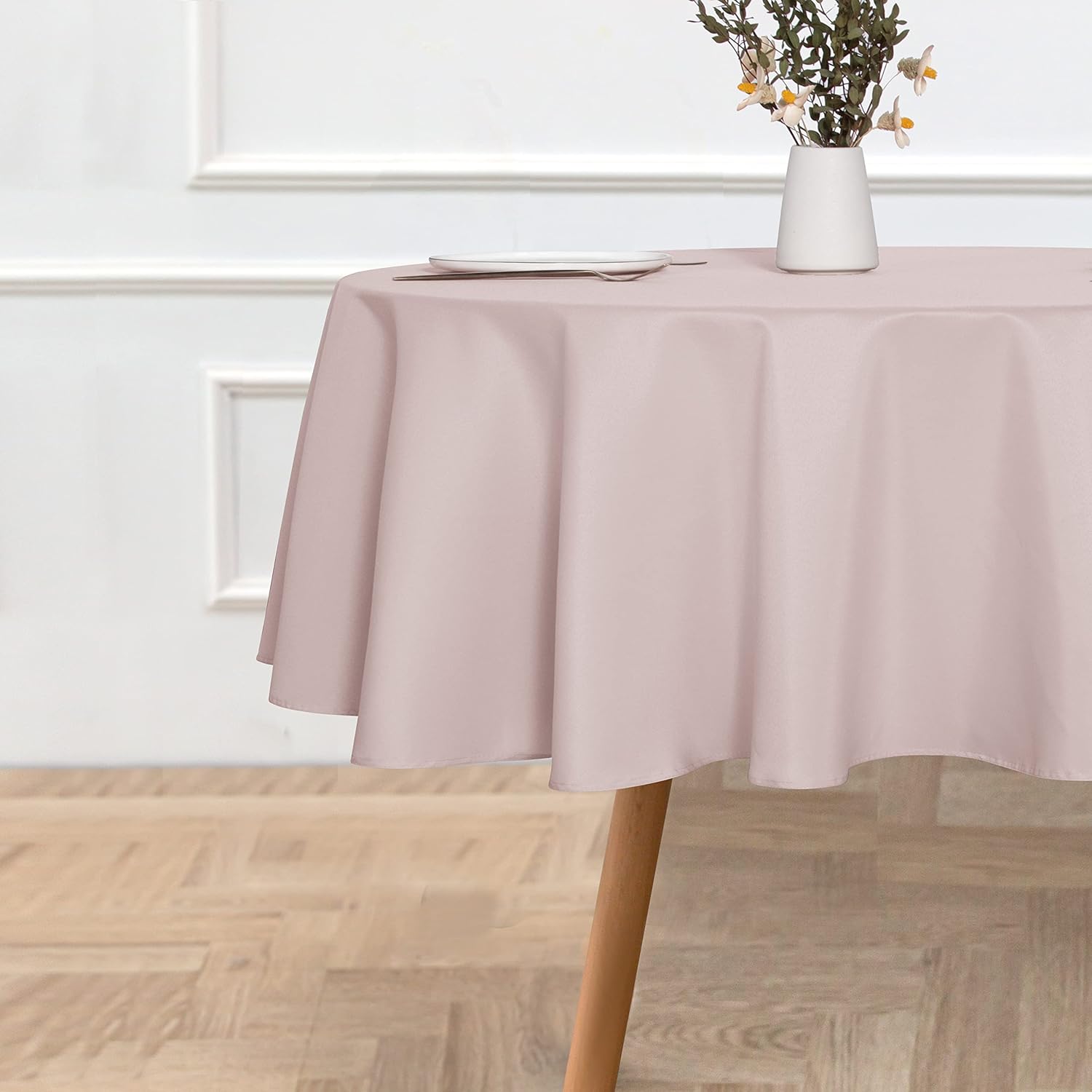sancua Mantel redondo de 60 pulgadas, resistente al agua, a prueba de derrames, lavable, de poliéster, mantel decorativo para mesa de comedor,