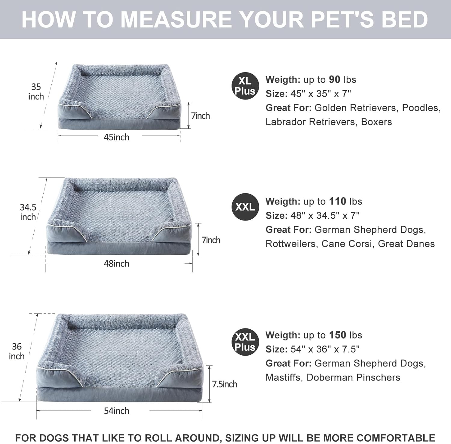 WNPETHOME Camas para perros XXL, cama lavable para perro, sofá cama para perro con forro impermeable y parte inferior antideslizante, sofá