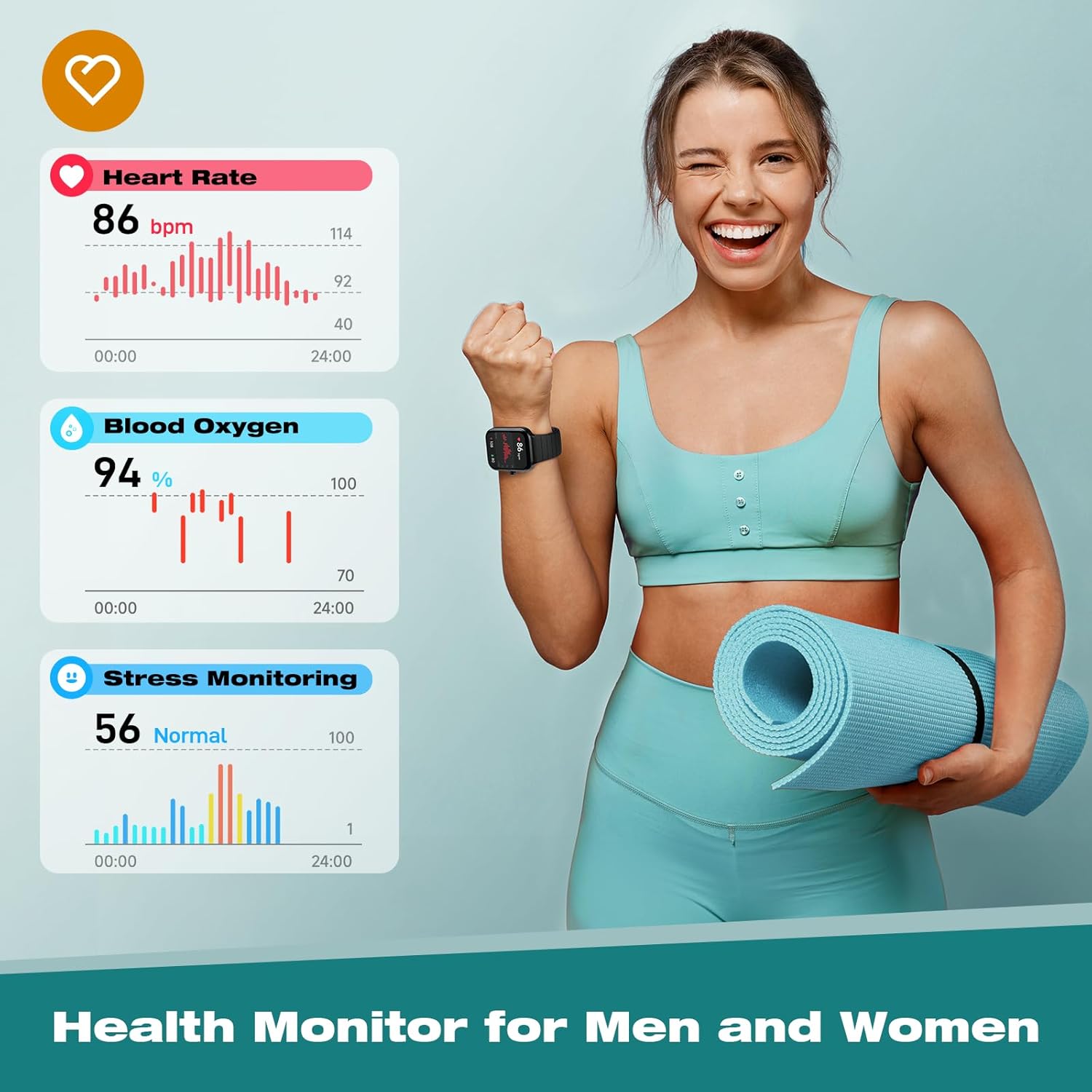 Quican Reloj inteligente para hombres y mujeres con Alexa, 7 días de duración de la batería IP68 impermeable Bluetooth Llamadas Reloj de fitness