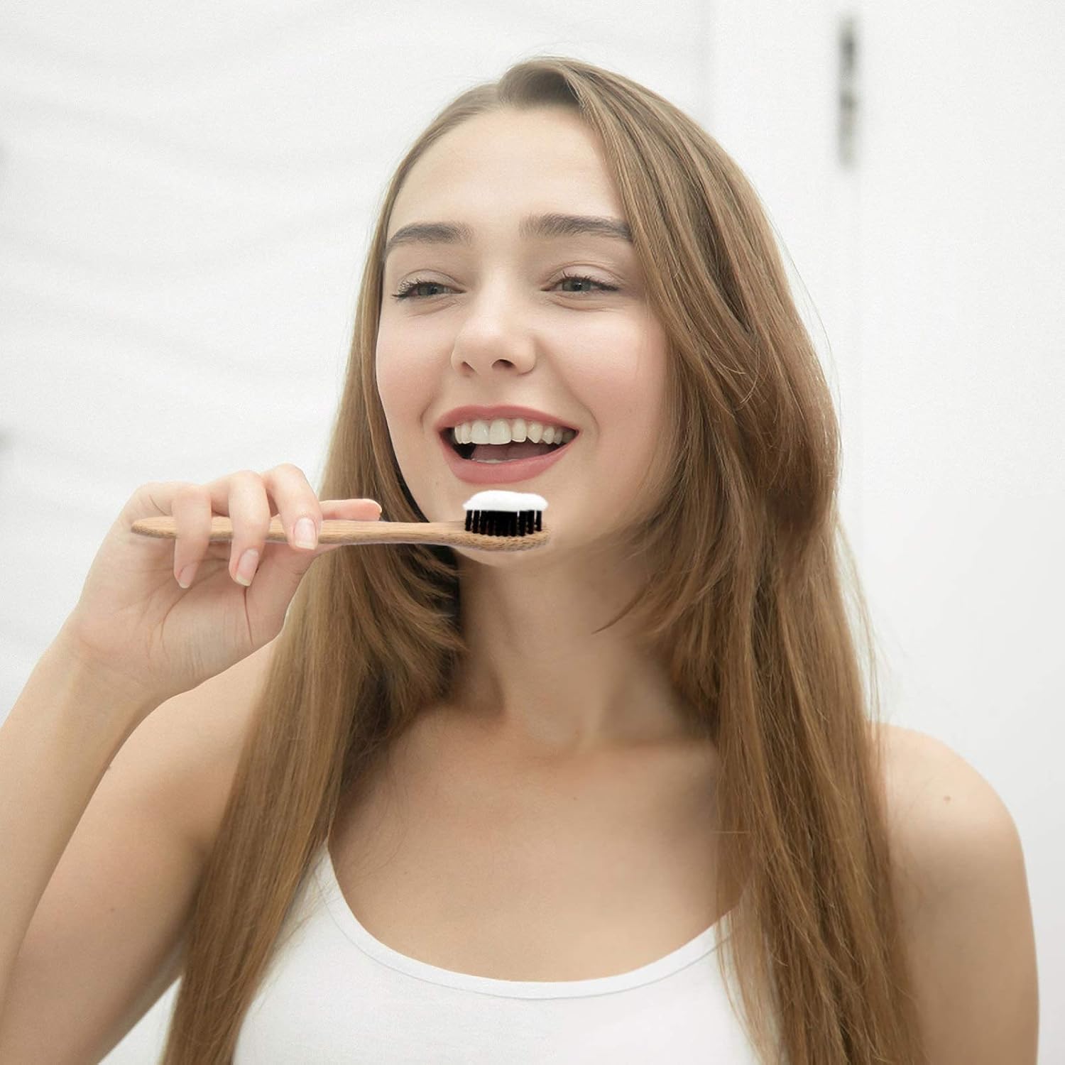 Healifty Juego de cepillo de dientes de bambú 6pcs Cepillo de dientes Cepillo de dientes Cerdas naturales ecológicas