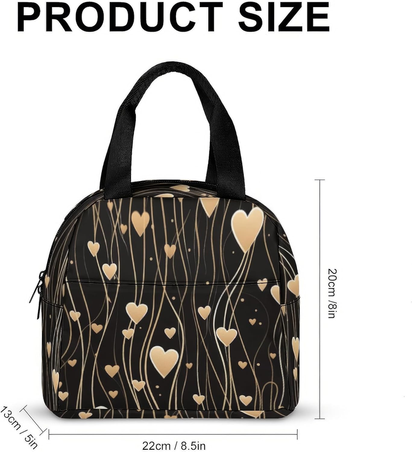 LUCYSMARSHOP – Lonchera negra pequeña para niñas de 8 a 10 a 12 años  Lonchera con corazón dorado para adolescentes y niñas, lonchera reutilizable