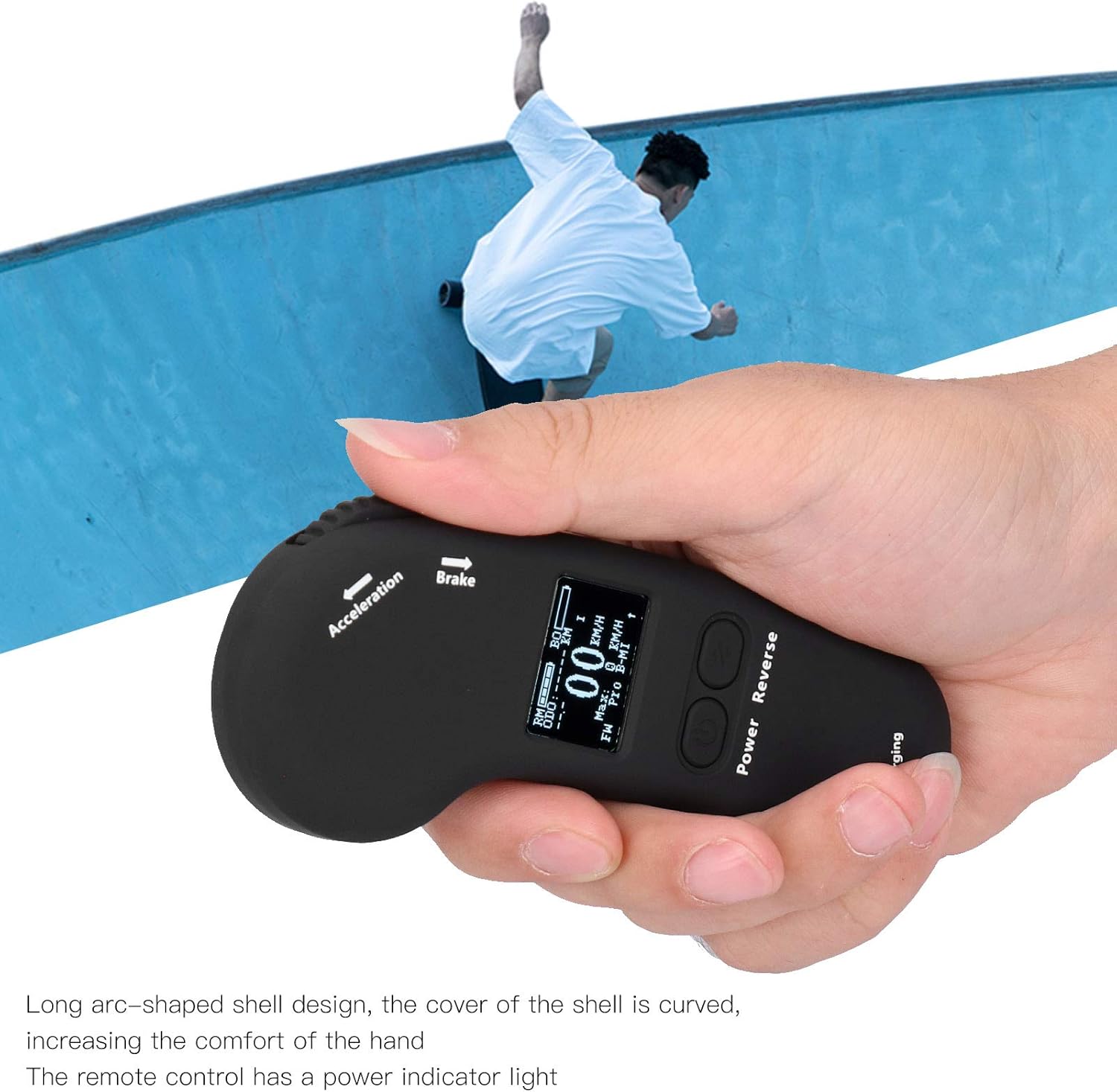 Qinlorgo Control remoto de monopatín eléctrico, control remoto inalámbrico, control remoto de carga USB, control remoto de pantalla LED con frenado