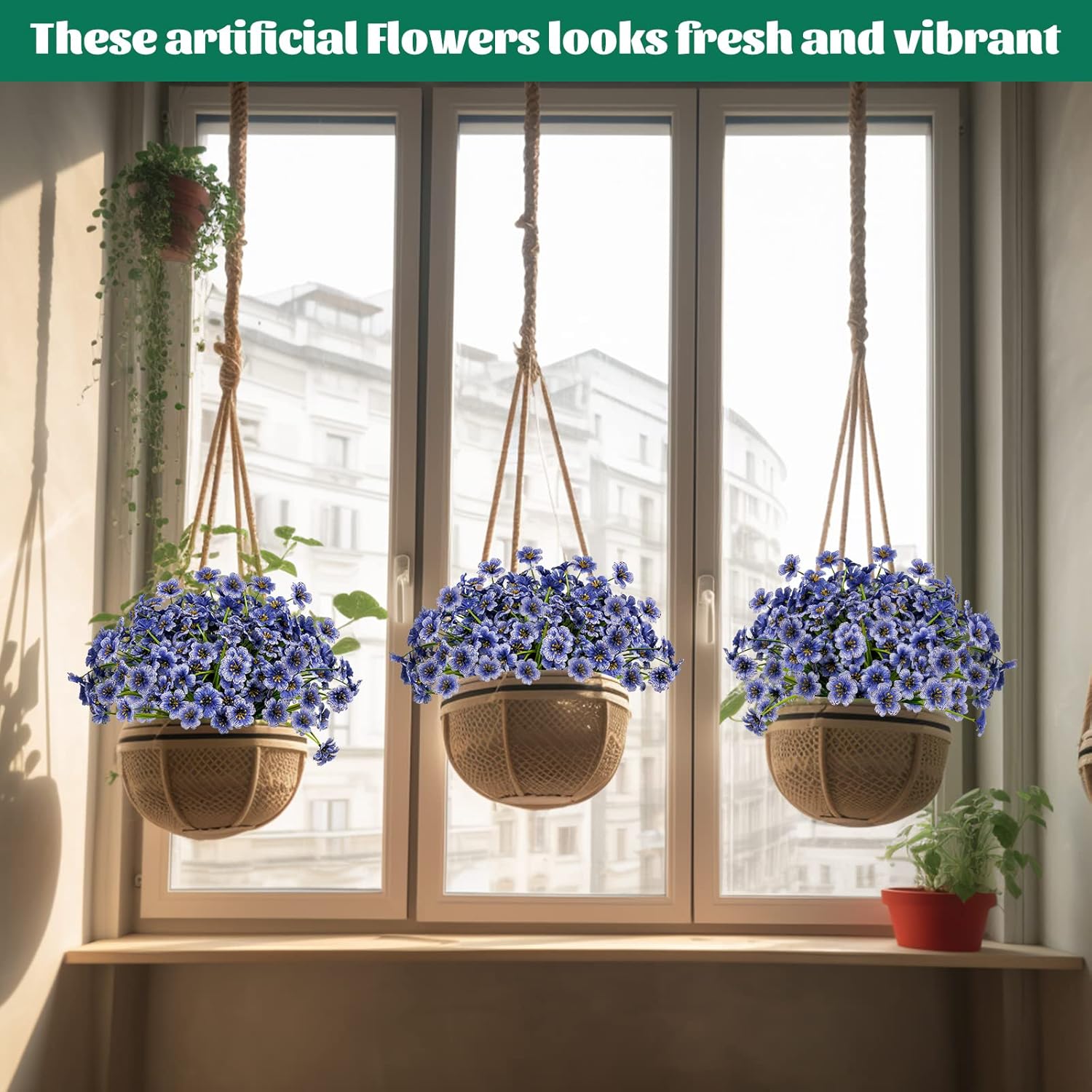 12 flores artificiales para exteriores, decoración de flores de plástico, resistentes a los rayos UV, arbustos, plantas artificiales para interiores