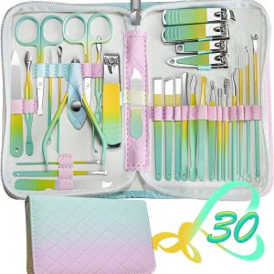 RedFlow – Juego de cortaúñas 30 en 1, kit de manicura de uñas para mujeres, kit de pedicura, herramientas de pedicura, adecuado para herramientas de RedFlow – Juego de cortaúñas 30 en 1, kit de manicura de uñas para mujeres, kit de pedicura, herramientas de pedicura, adecuado para herramientas de