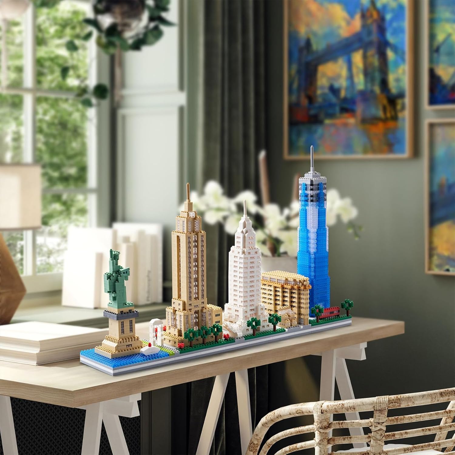 Juego de bloques de construcción, modelo de arquitectura New York Skylines, bloques de construcción, 3452 piezas, micro ladrillos de construcción,