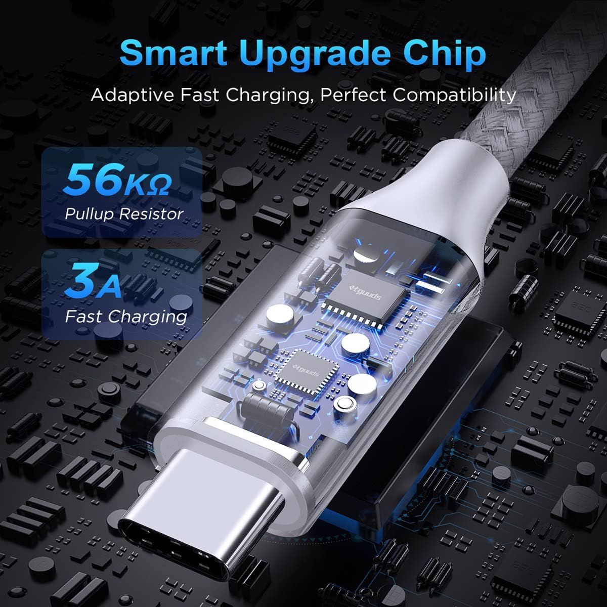Etguuds Cable de 10 pies blanco de carga rápida de USB-A a USB-C, 2 cables, para Samsung S23, S22, S21, S20, S10, S10E, A10e, A11, A13, A03s, A53, Z