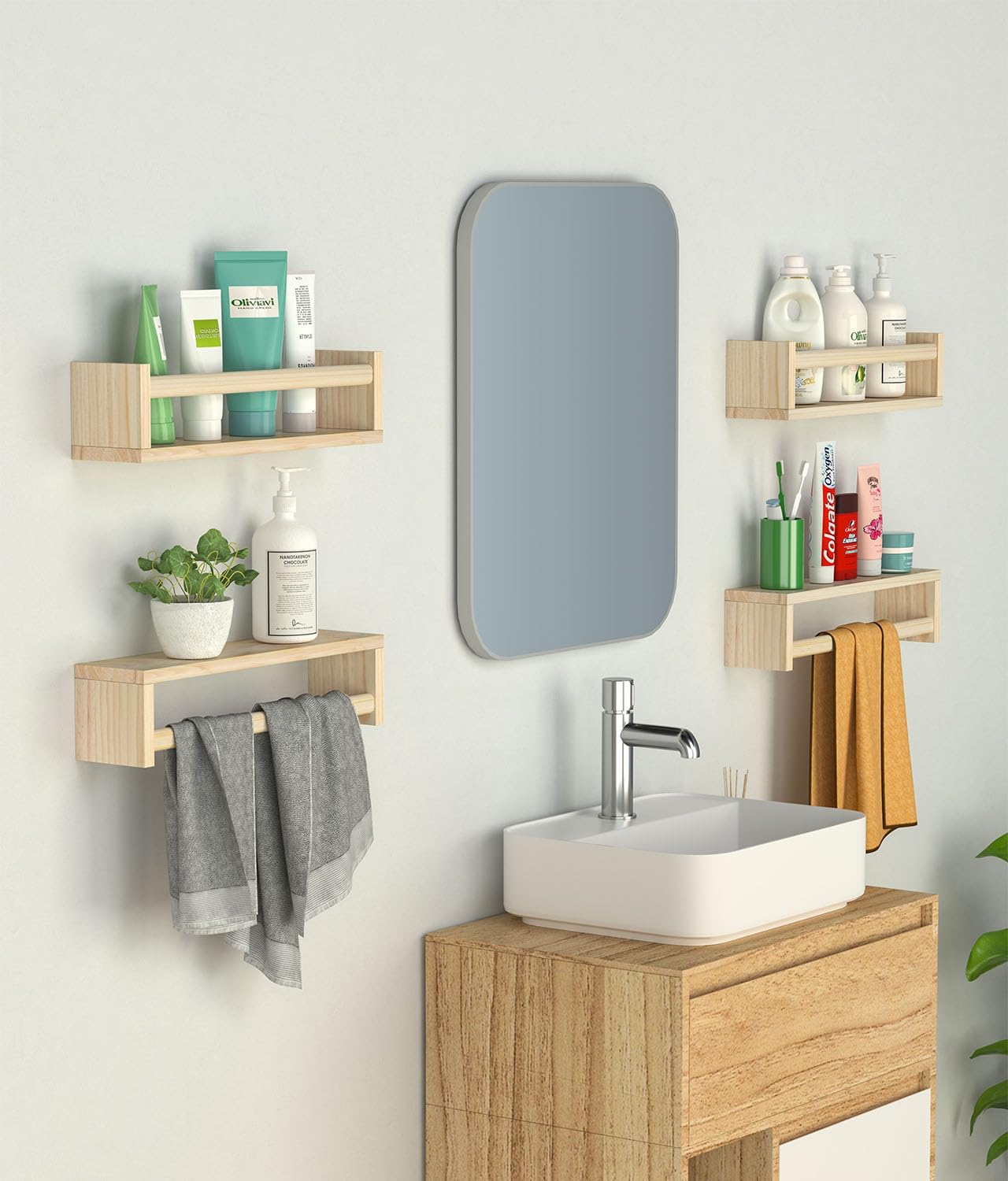 Estantes flotantes para pared, juego de 4 estantes para libros de guardería, estante para libros para niños, perfecto para habitación de niños,