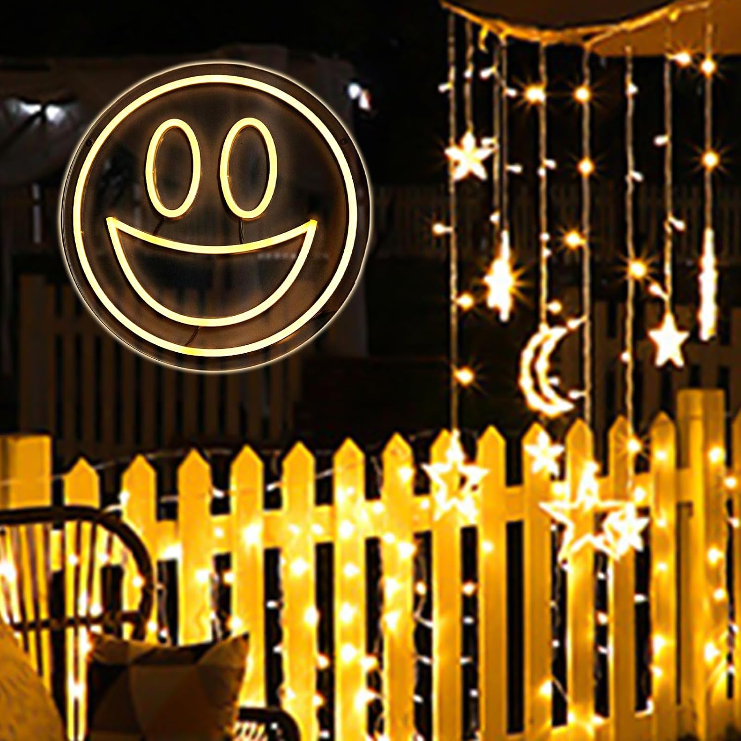 Letrero de neón con cara sonriente, letrero de neón para decoración de pared de habitación de adolescentes y niñas, letreros de luz LED para