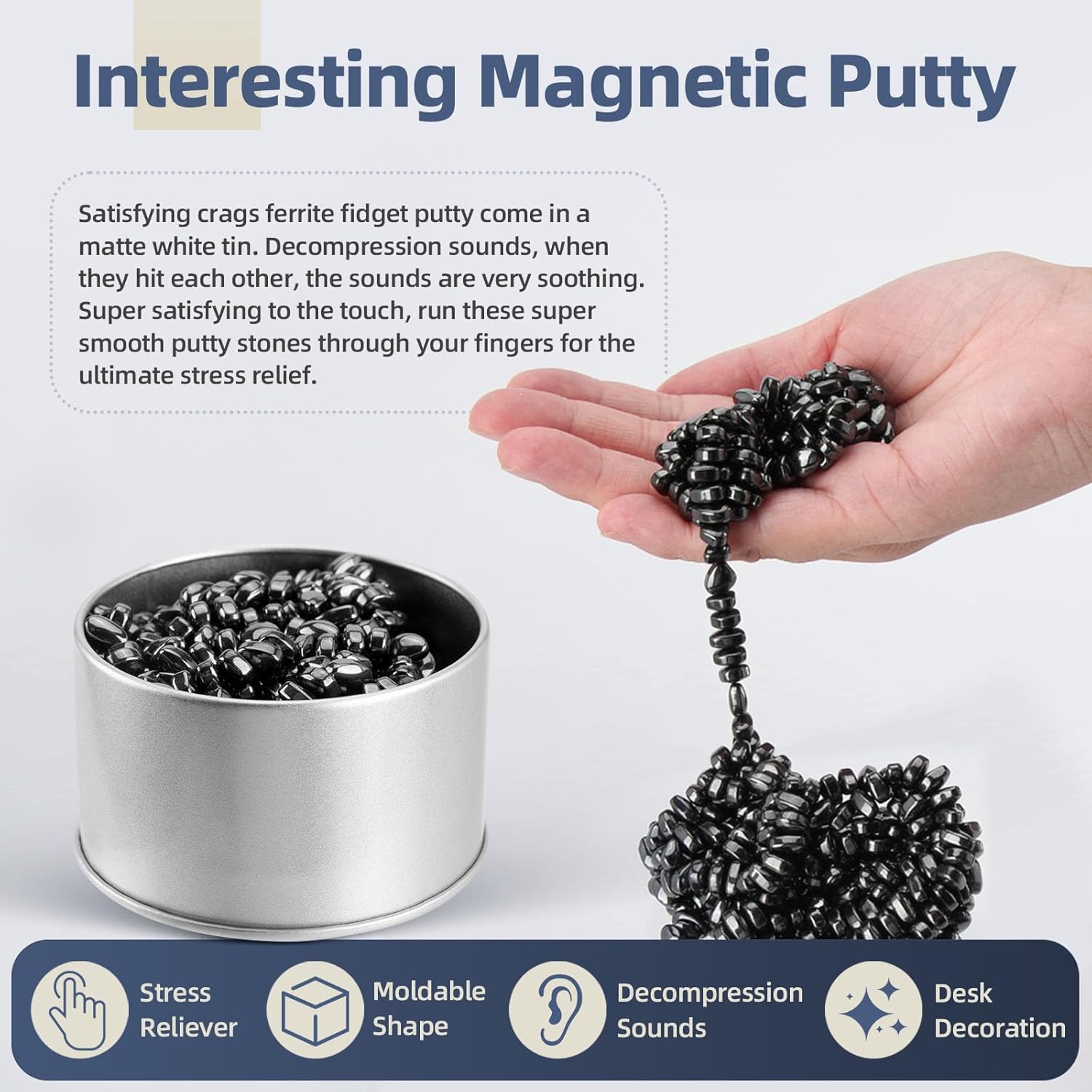 ANWEEGO Masilla magnética Fidget Toys Adultos Más de 550 piedras de ferrita, bolas magnéticas Juguetes de escritorio para oficina, juguetes para
