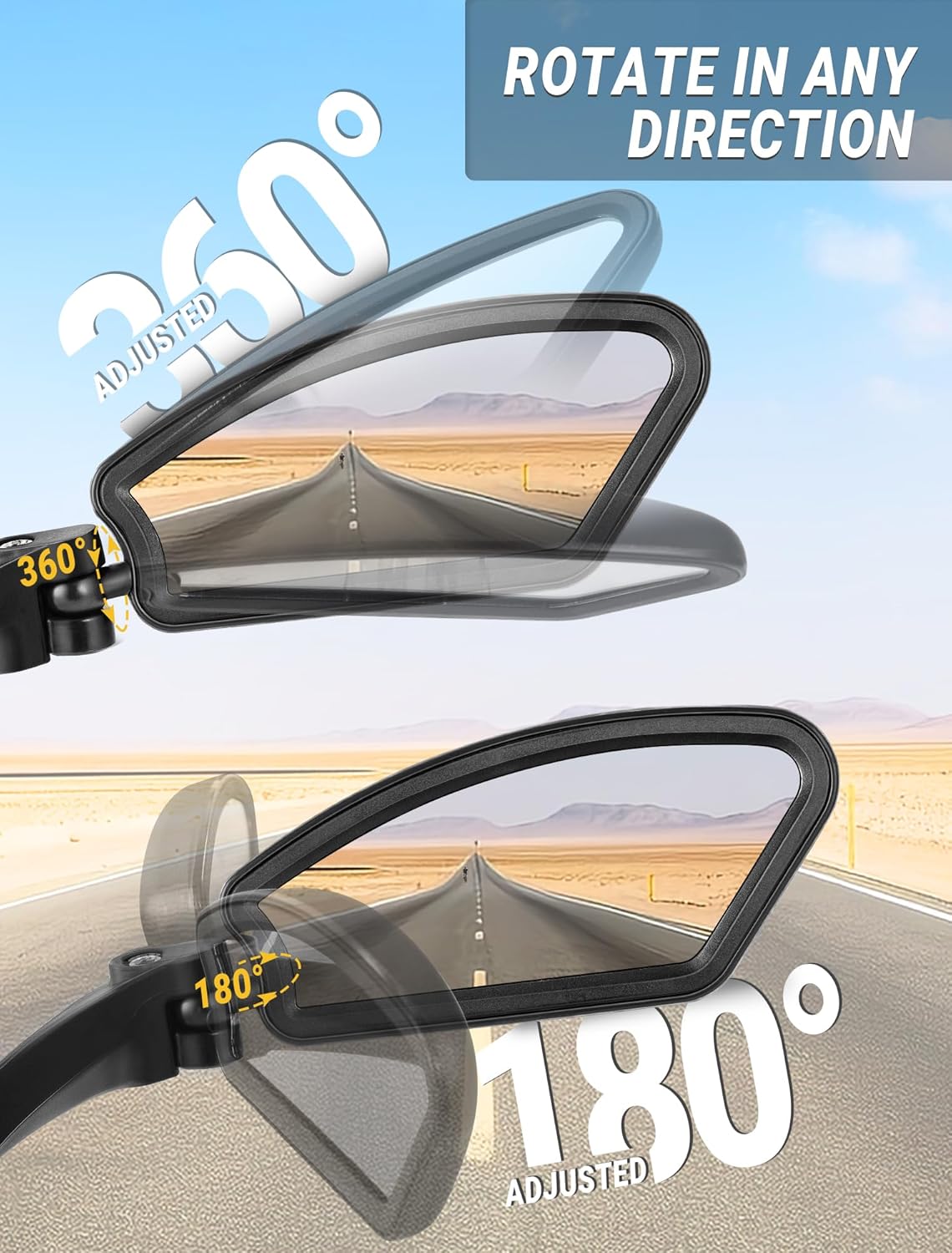 EVOULTES Espejo retrovisor de bicicleta, soporte para manillar de bicicleta con lente de vidrio resistente a los arañazos, espejos universales