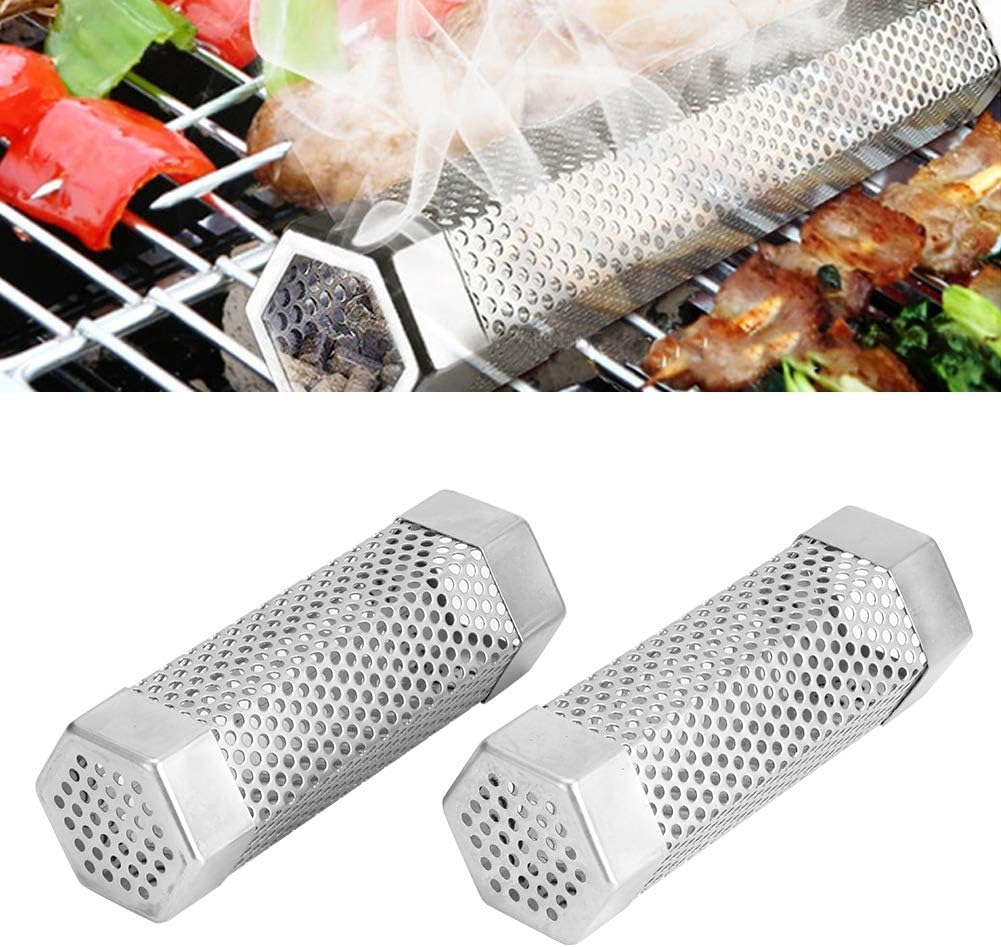 GOTOTOP Tubo de ahumador de pellets, 2 piezas, tubo de ahumador para parrilla, tubo de malla, tubo de humo, tubo de pellets de acero inoxidable de 6