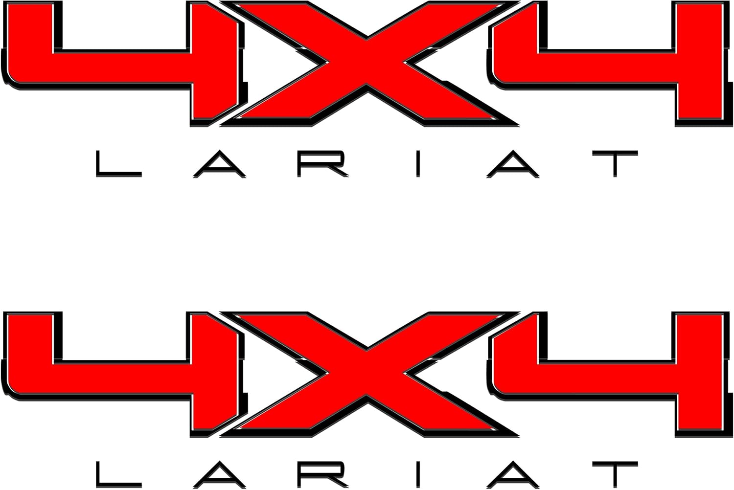 4X4 Bedside Vinyl Decal for Ford Lariat Trucks Silver with Gloss Black Outline
