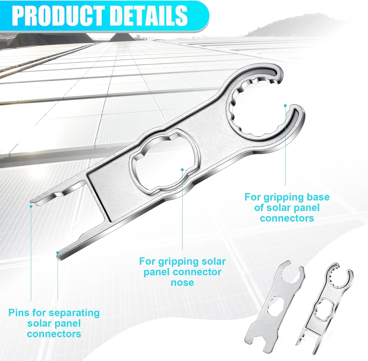 Herramienta de conector de panel solar, llave inglesa de metal solar, herramientas de extracción de desconexión solar fotovoltaica, herramienta de