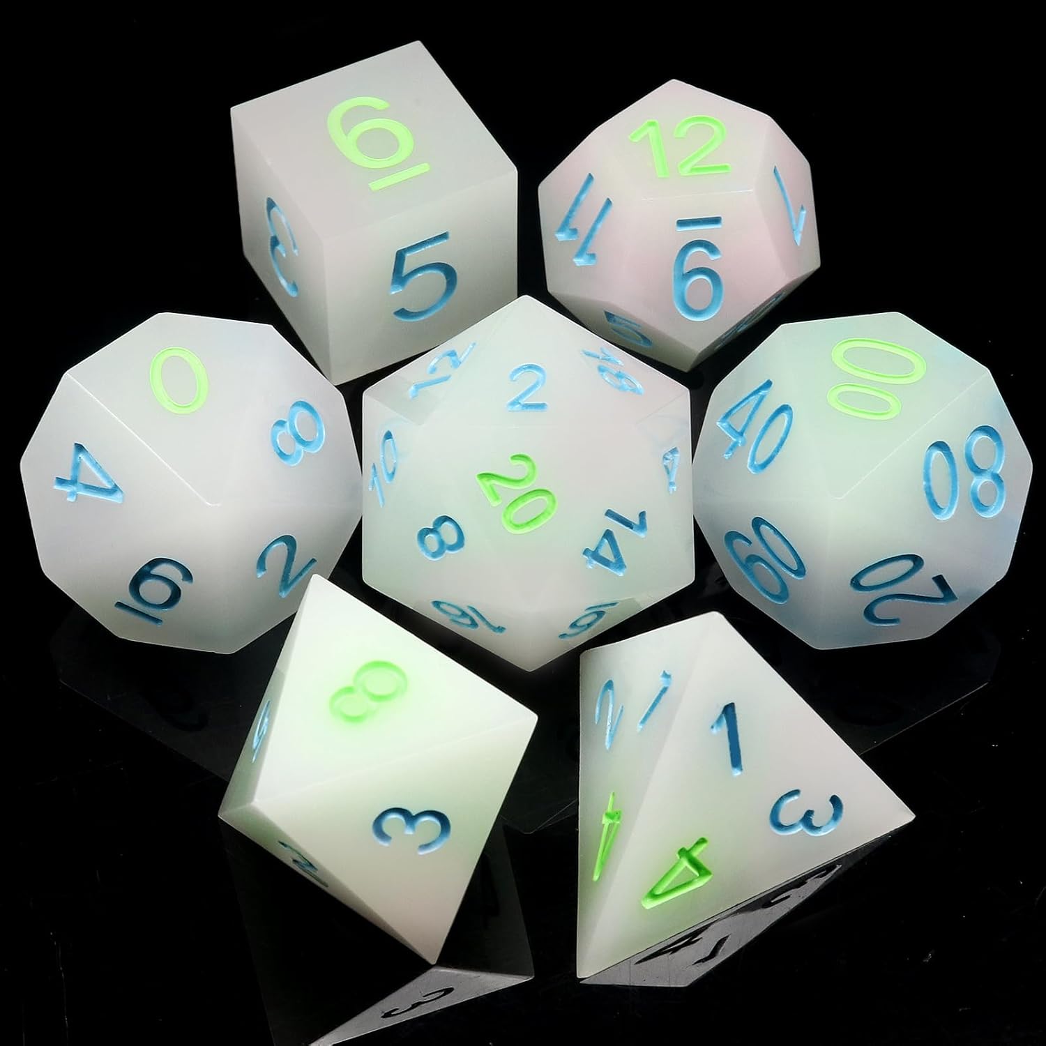 Haxtec DND – Juego de dados de borde afilado con estuche de dados hecho a mano, rosa claro, verde, azul, pastel, resina D&D, para regalos de TTRPGs,