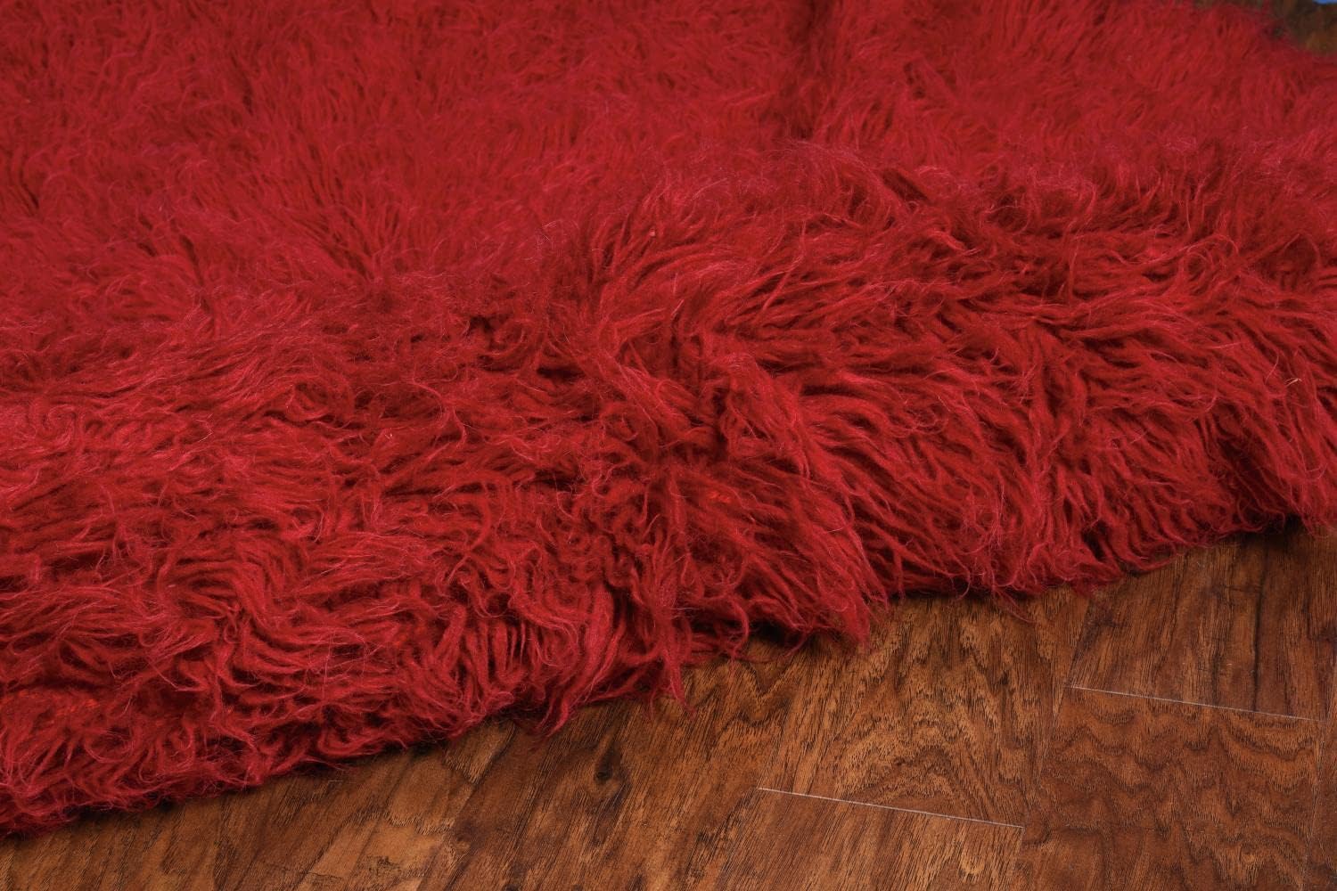 Linon Alfombra de lana roja retro de 49.38 oz, 3 pies 6 pulgadas x 5 pies 6 pulgadas, 4 x 6 pies
