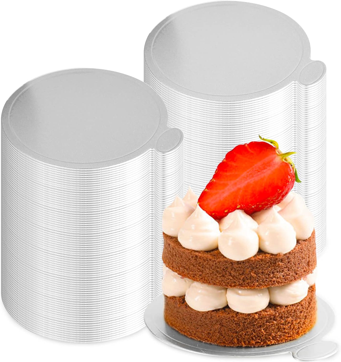 200 mini tablas para tartas, tableros de mousse plateados, mini bases de pasteles, platos de papel para pasteles, platos para cupcakes, postres,
